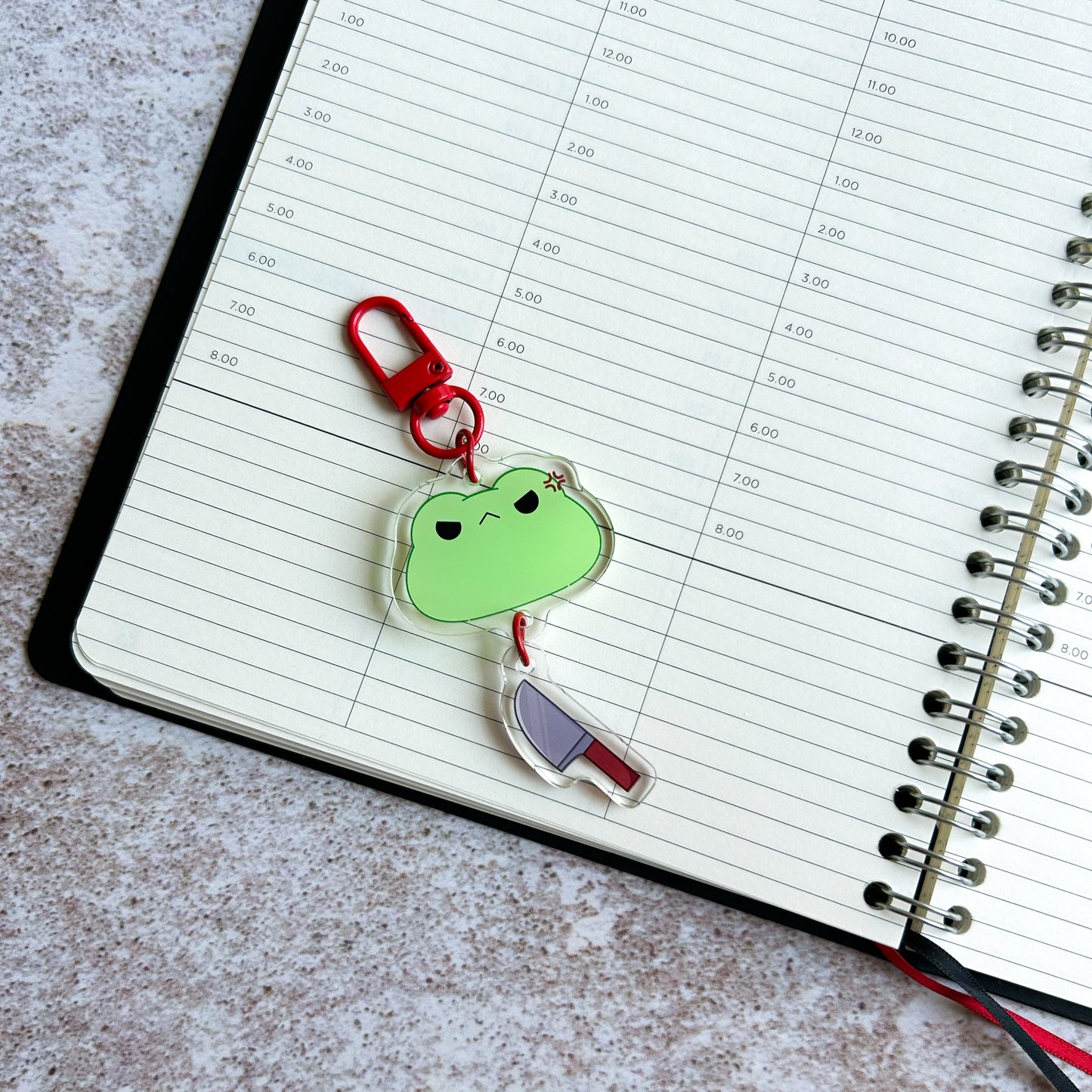 Frog acrylic keychain - knife | linked charms keychain