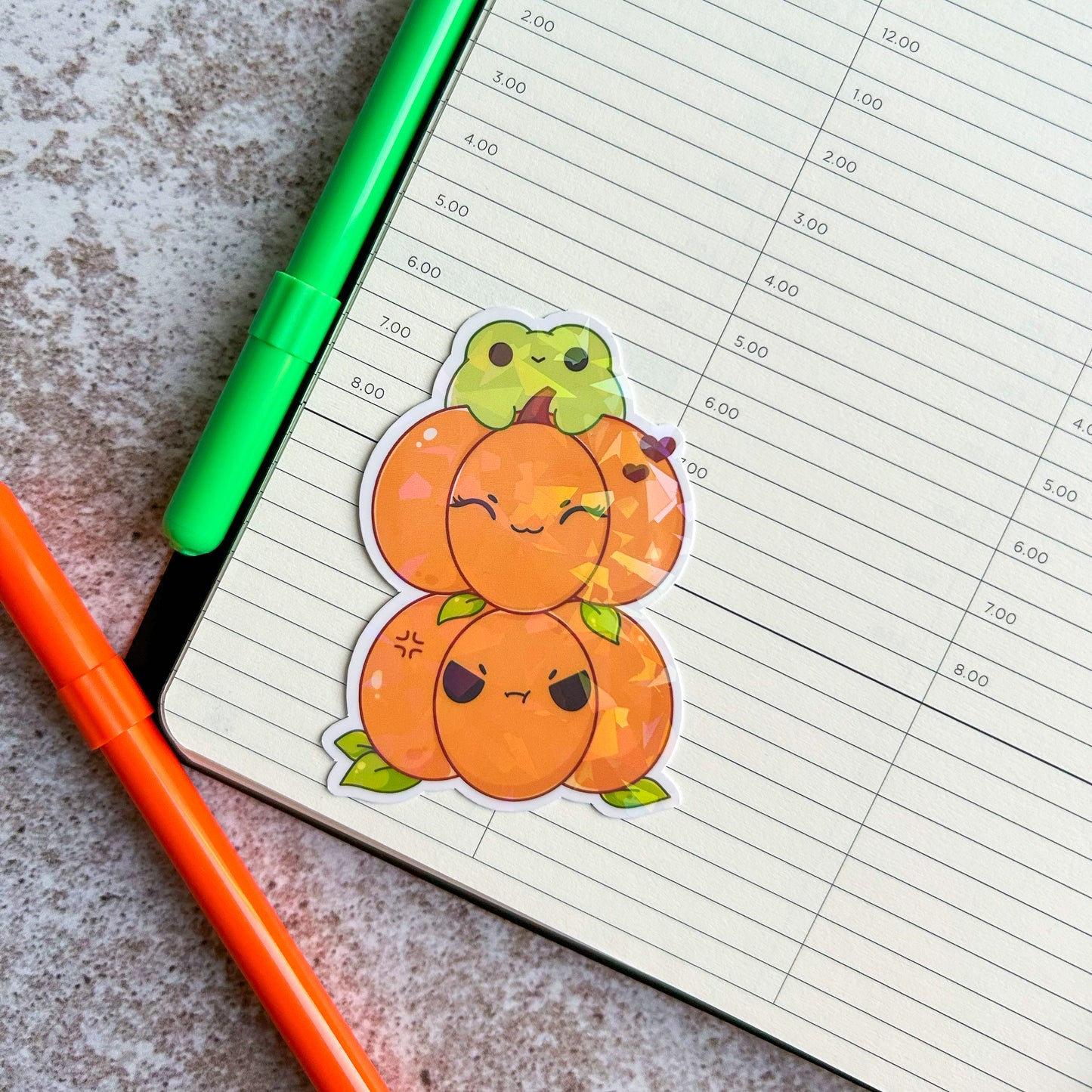 Froggo and Pumpkins | cute autumn sticker | die cut sticker