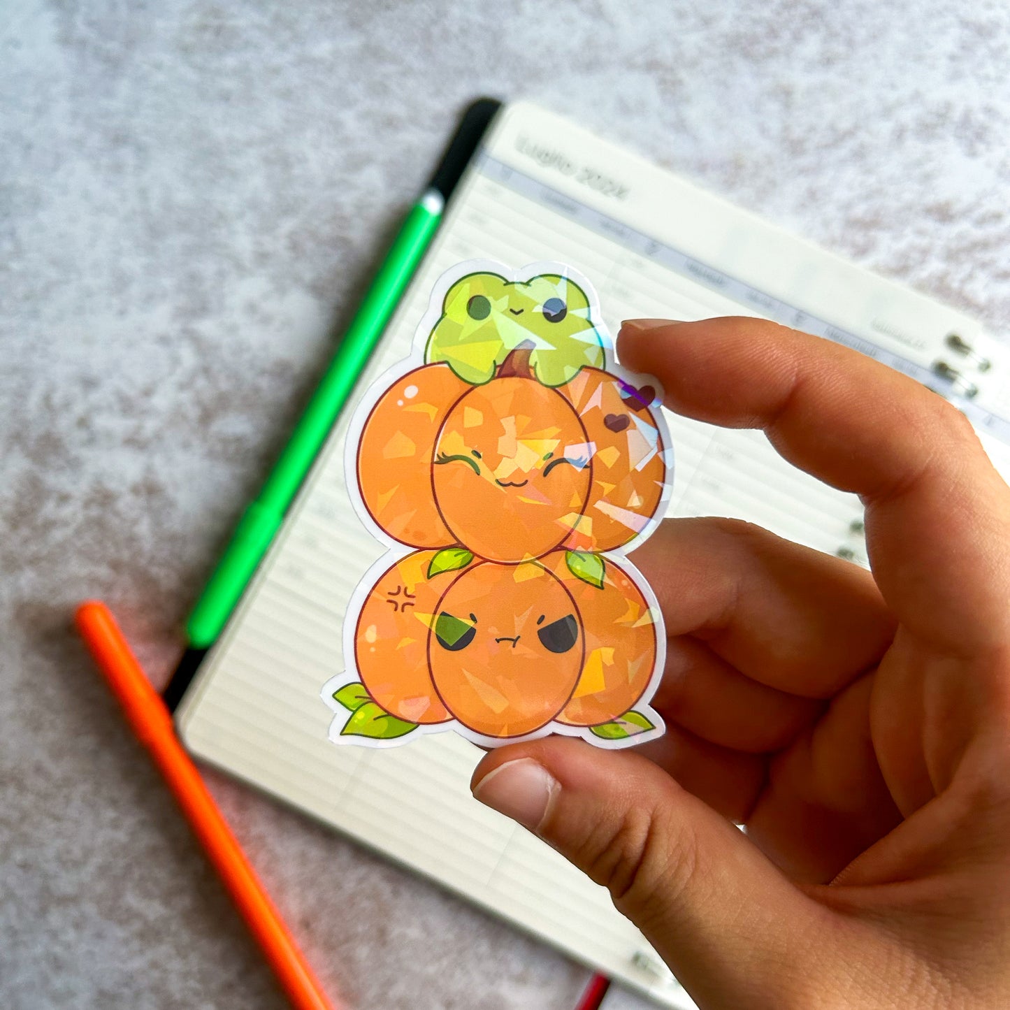 Froggo and Pumpkins | cute autumn sticker | die cut sticker