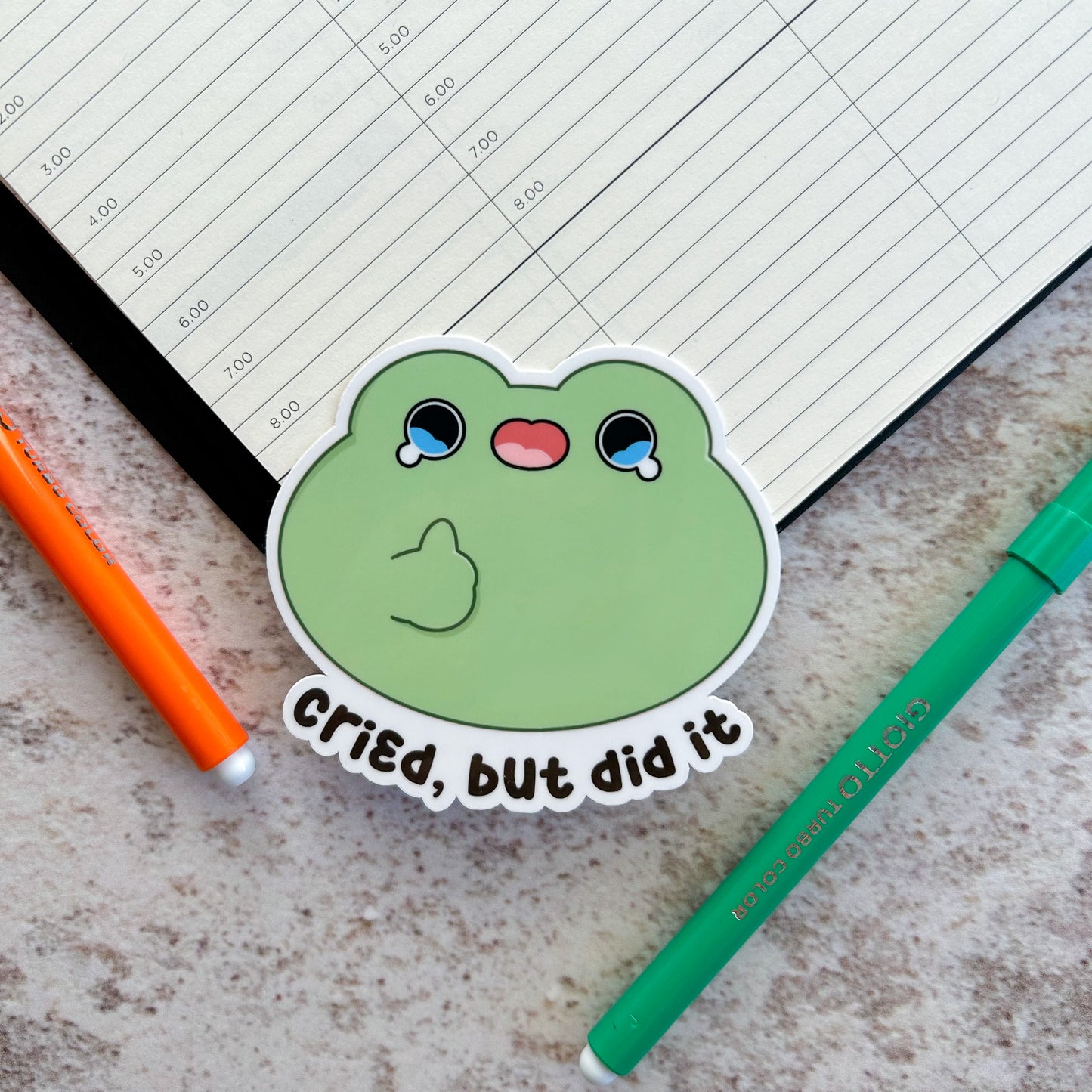 Cried but did it | die cut frog sticker