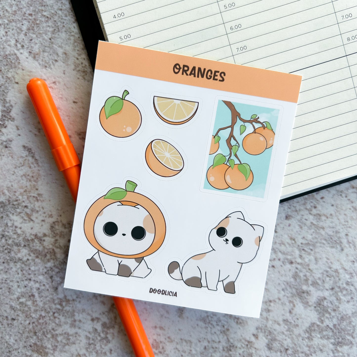 Oranges sticker sheet | cat stickers