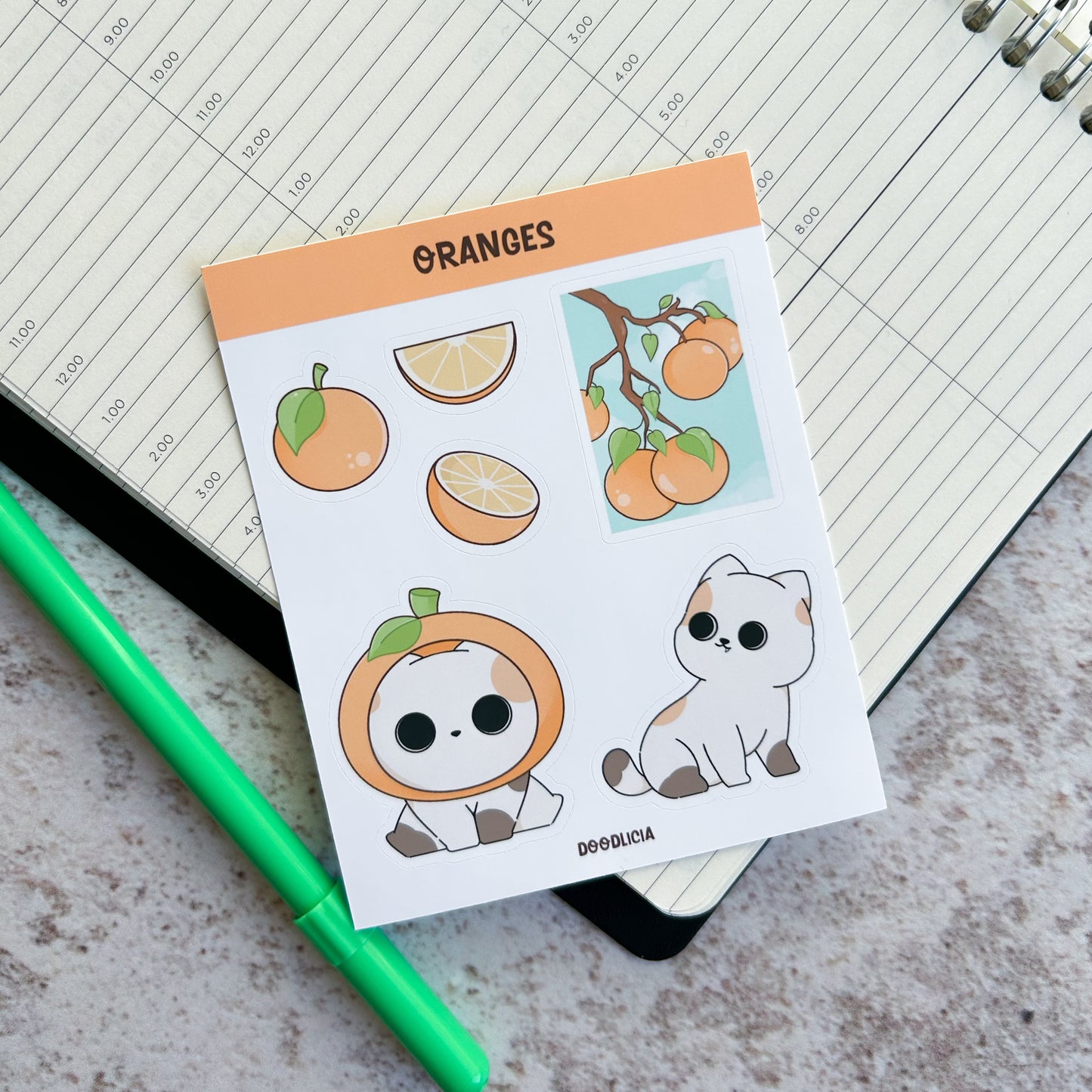 Oranges sticker sheet | cat stickers