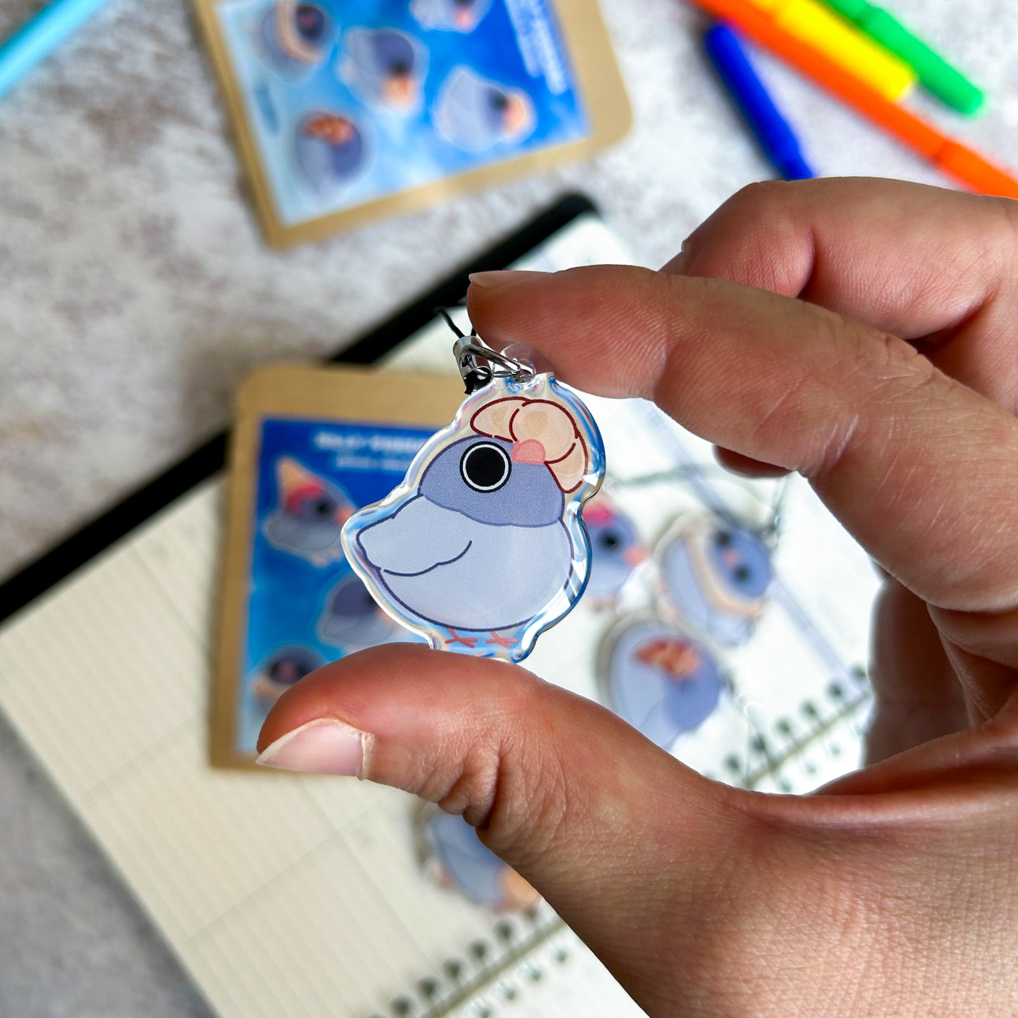 Silly pigeons blind bag | acrylic phone charm + sticker | acrylic keychain