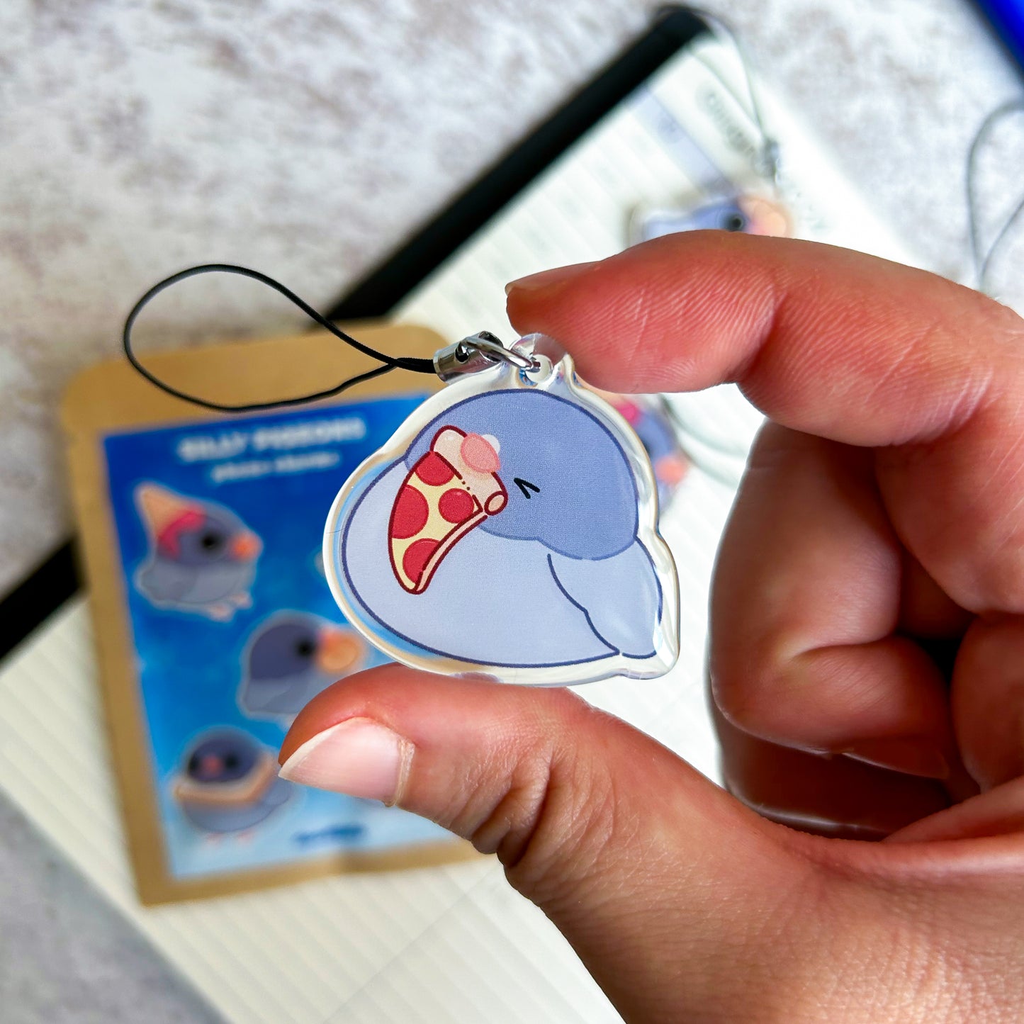 Silly pigeons blind bag | acrylic phone charm + sticker | acrylic keychain