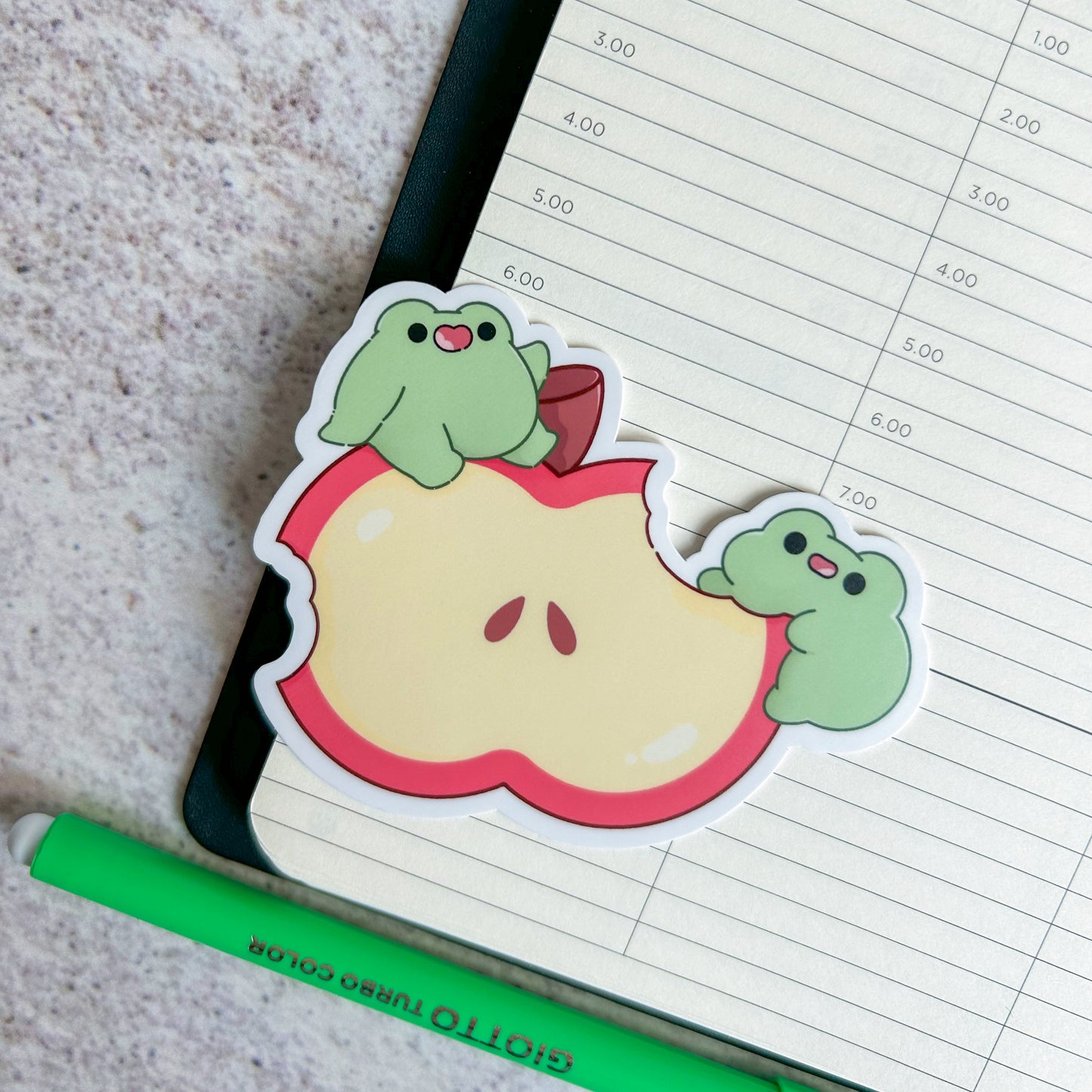 Apple and frogs | die cut sticker
