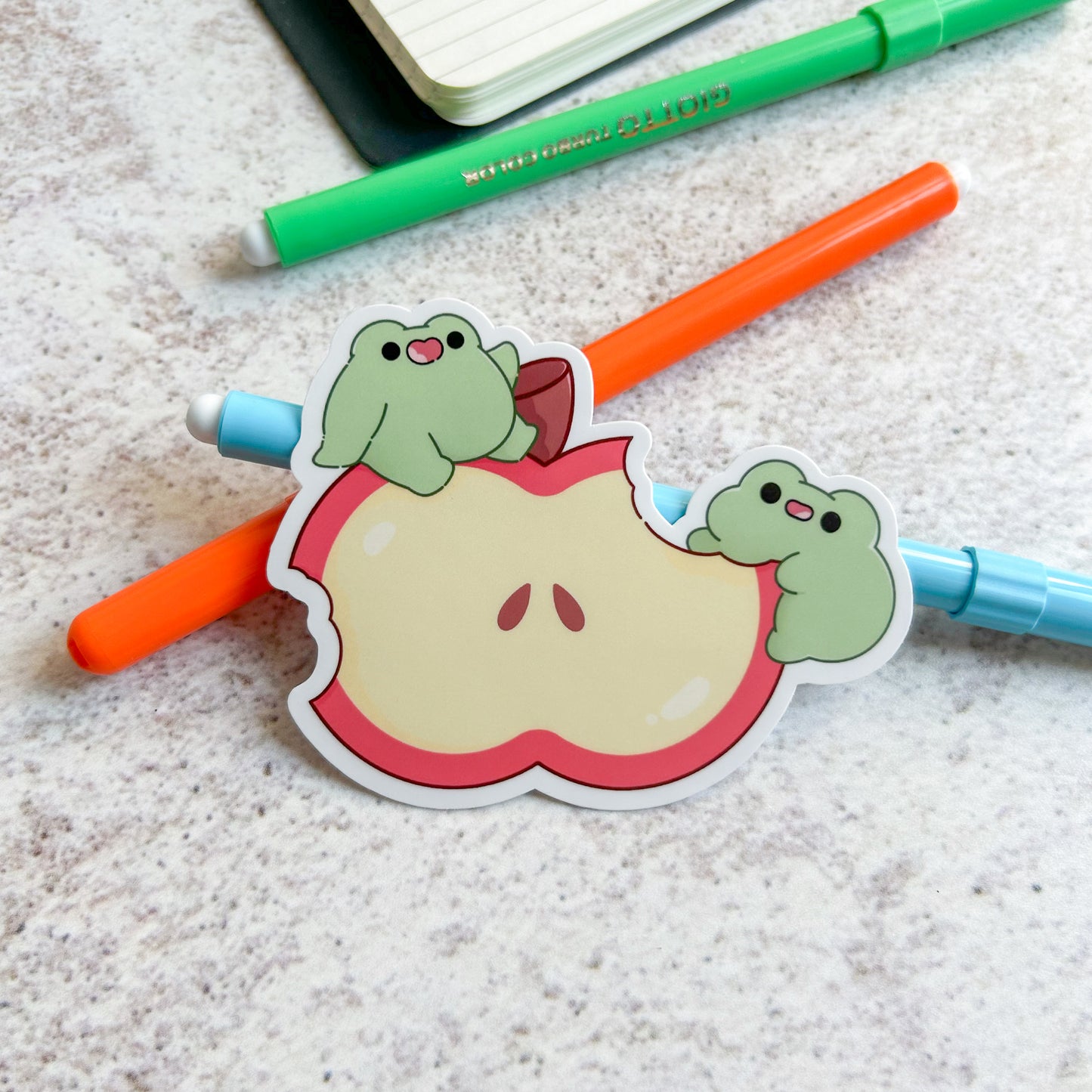 Apple and frogs | die cut sticker