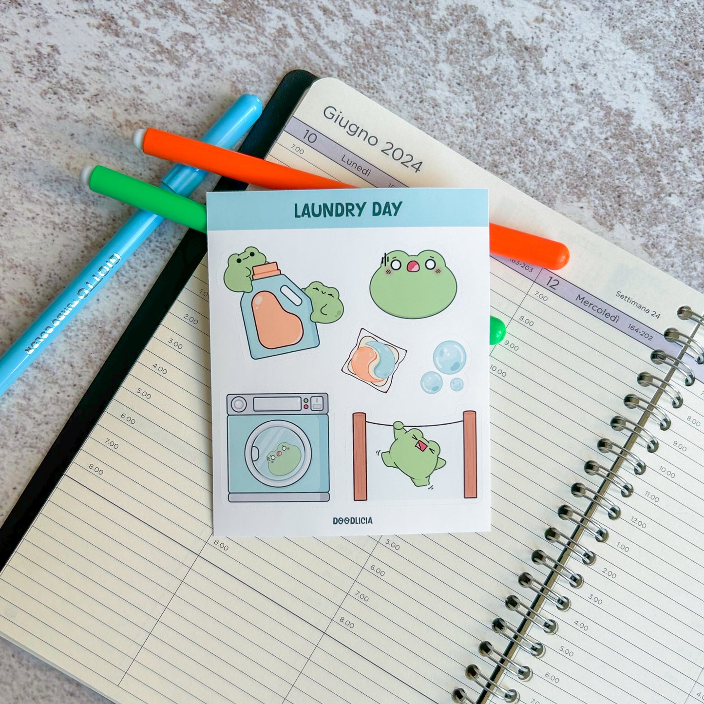 Laundry day | frog sticker sheet