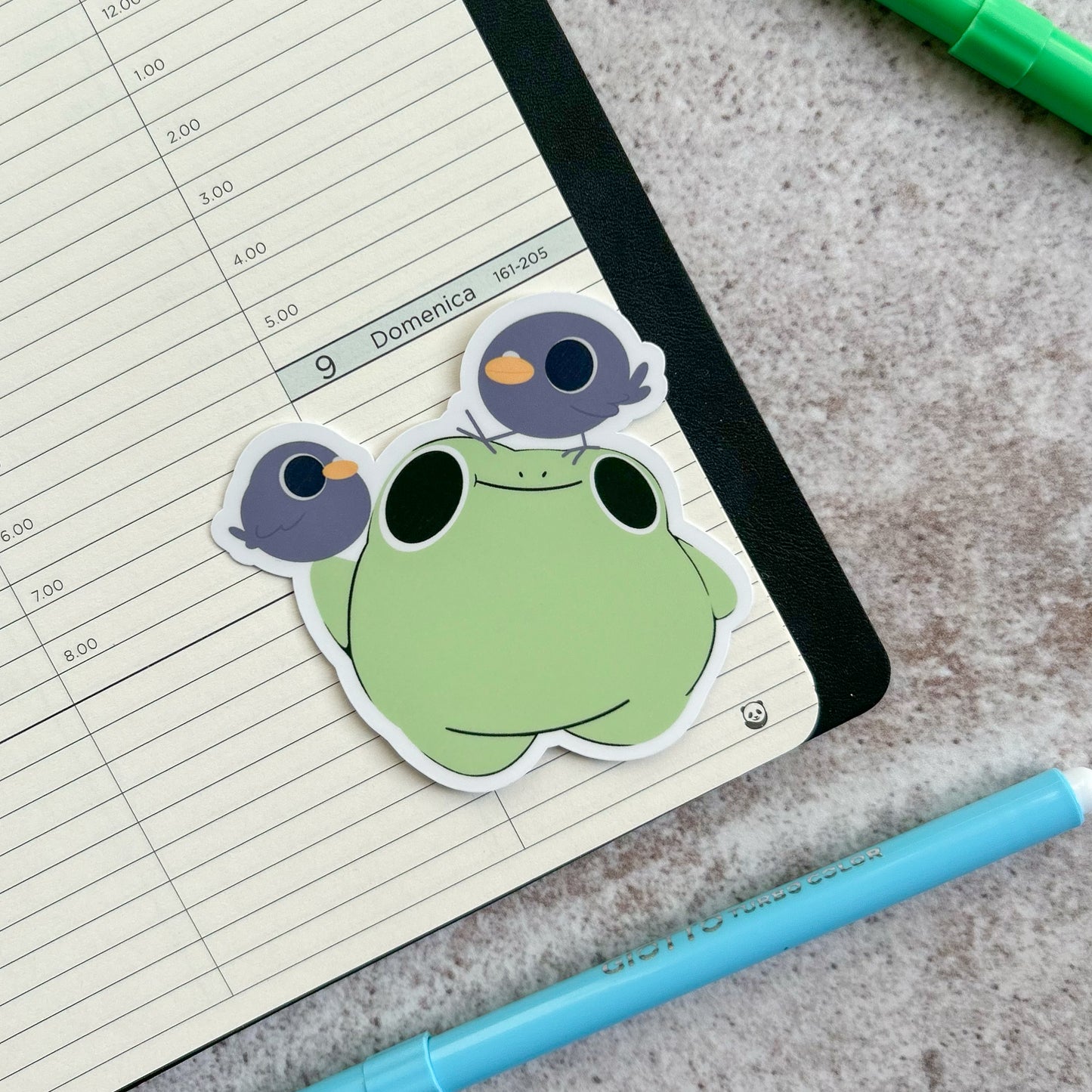 Frog and pigeons sticker - die cut sticker