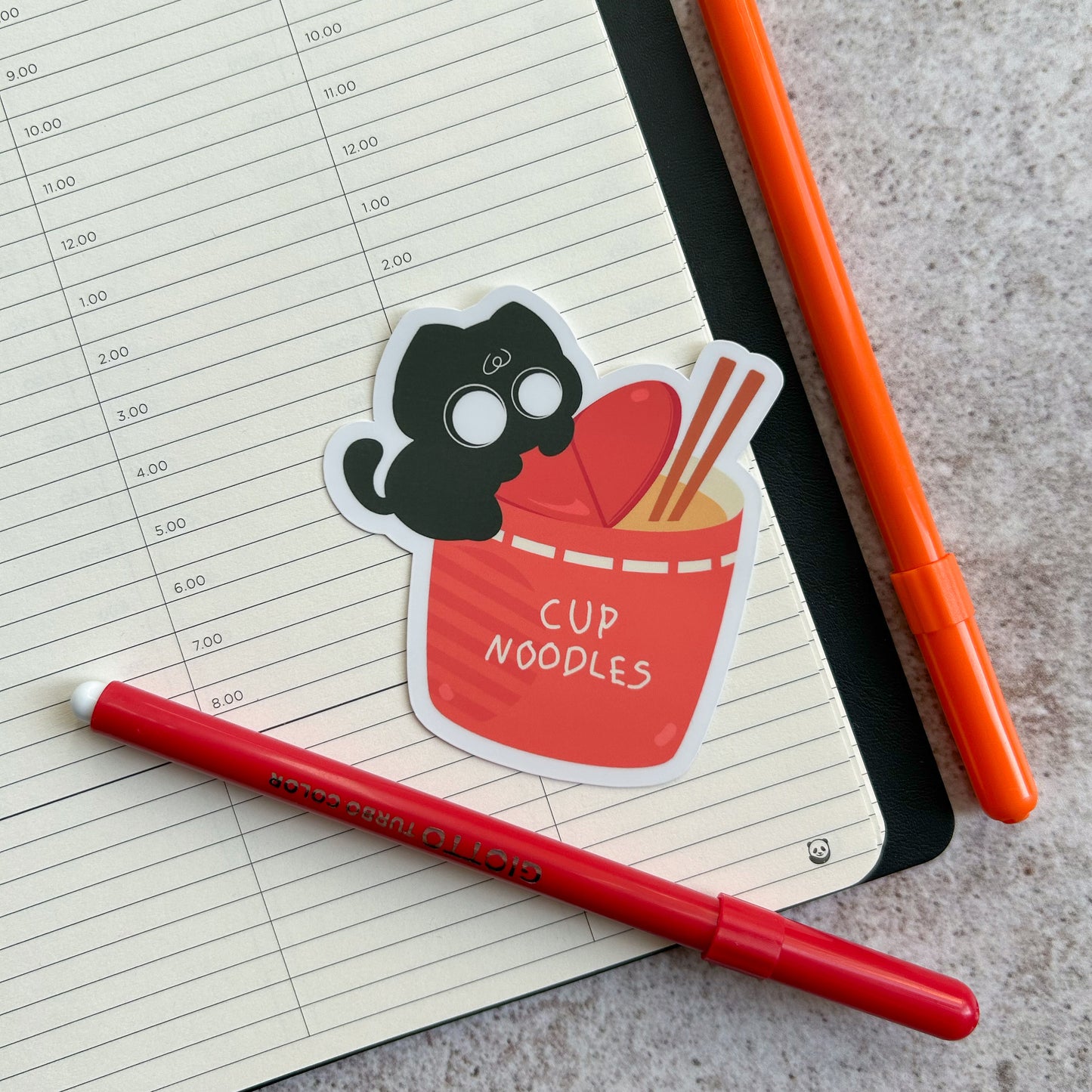 "Cup noodles" cute cat sticker - die cut stickers