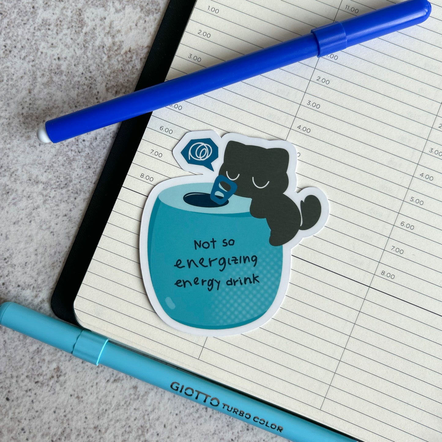 "Energy drink" cute cat sticker - die cut sticker