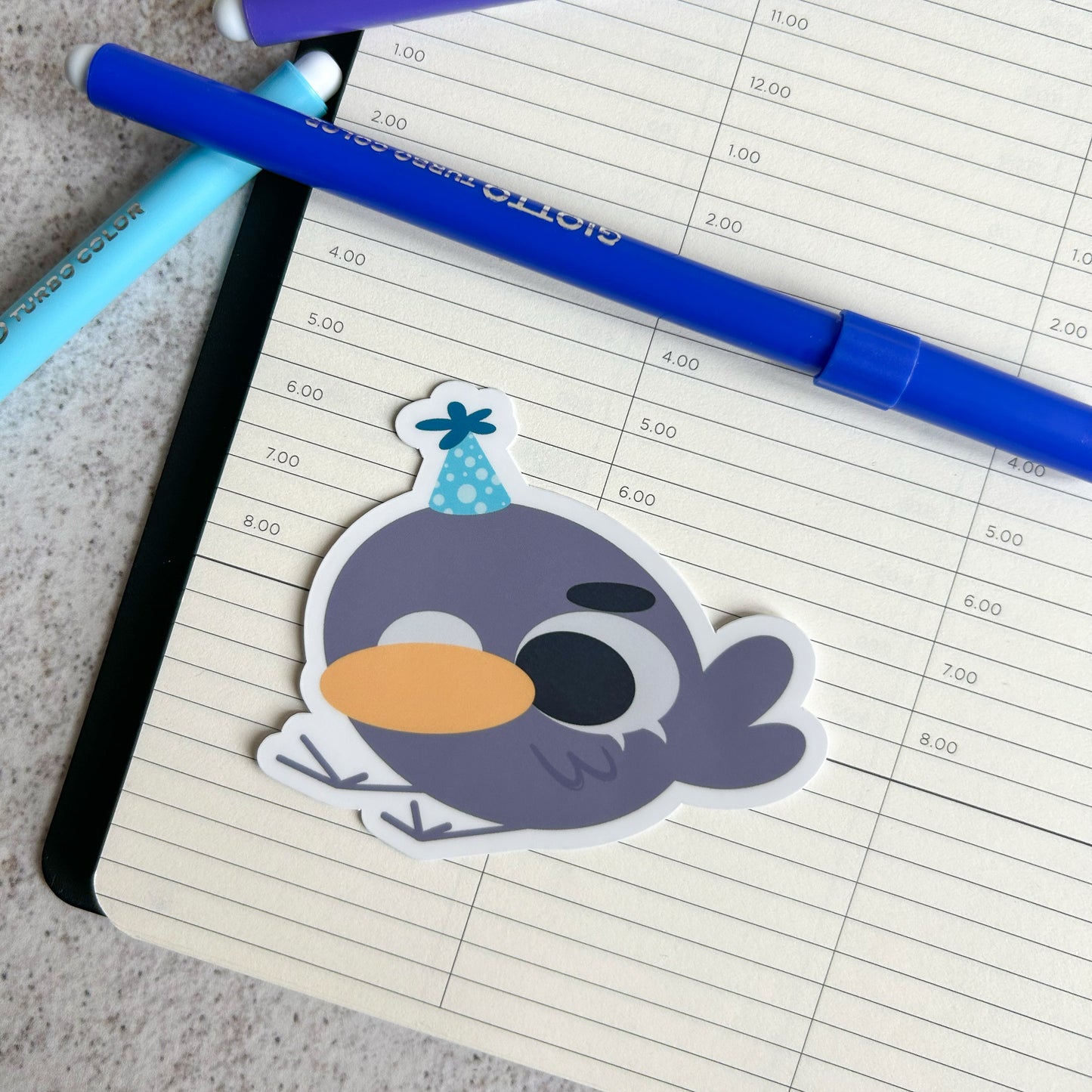 Party pigeon sticker - die cut sticker