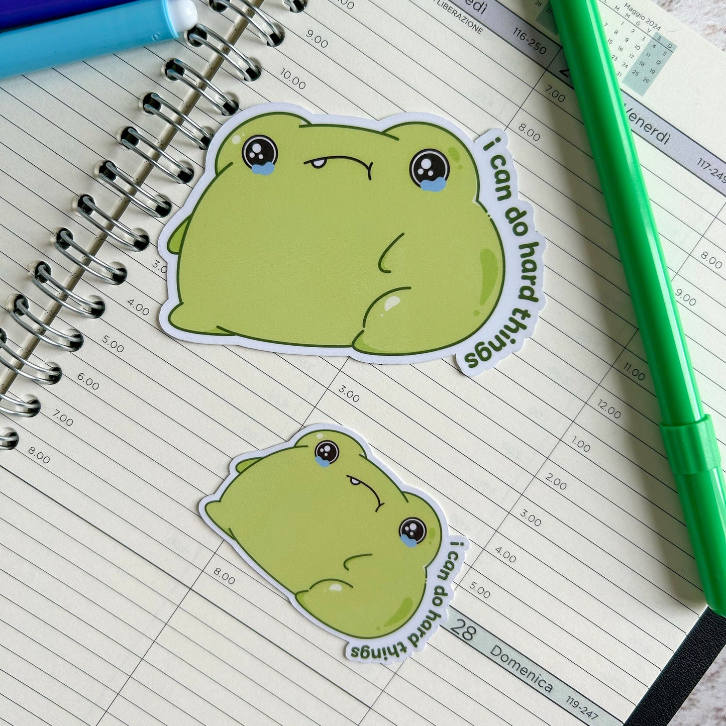 I can do hard things froggo die cut sticker | cute stickers | vinyl stickers | kawaii stationery | journal stickers | laptop sticker