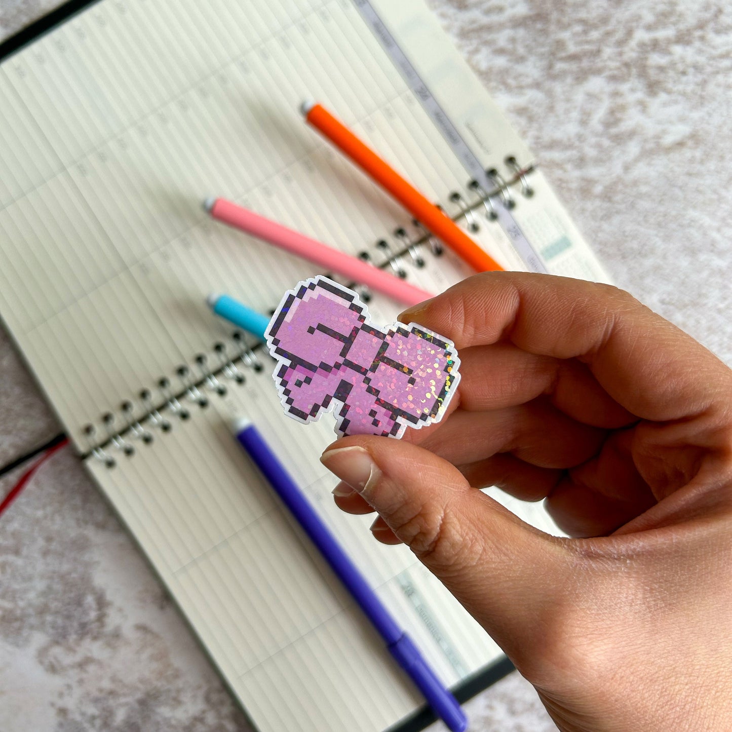 Pixel art die cut stickers | cute stationery | journaling sticker | bujo | holographic sticker