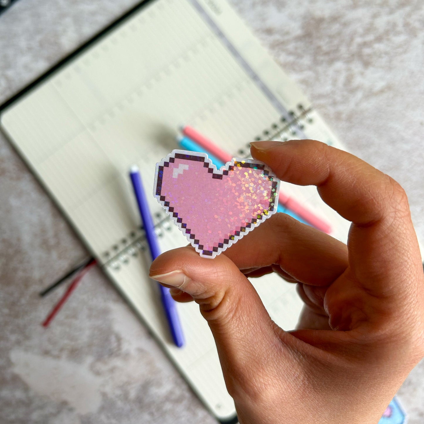 Pixel art die cut stickers | cute stationery | journaling sticker | bujo | holographic sticker