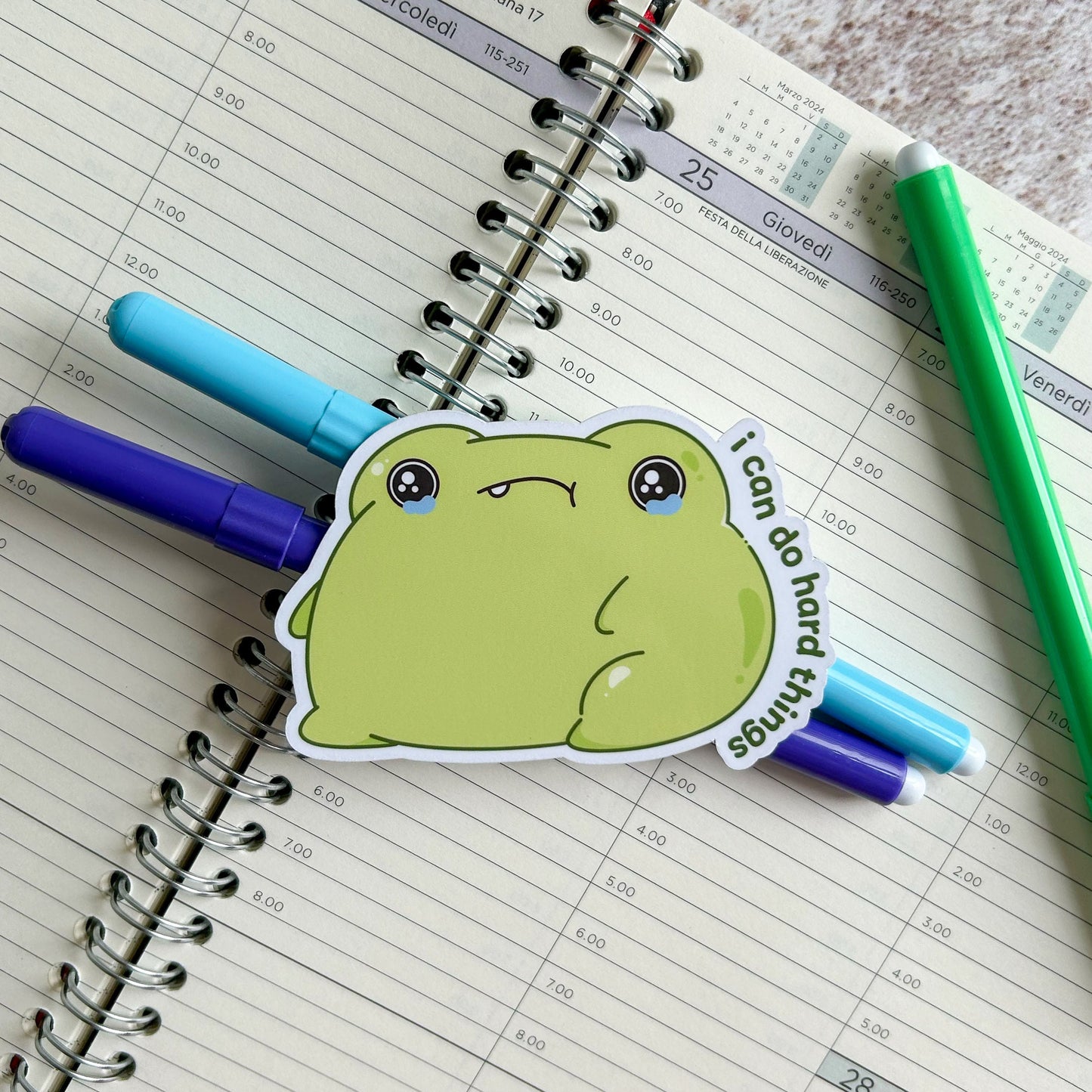 I can do hard things froggo die cut sticker | cute stickers | vinyl stickers | kawaii stationery | journal stickers | laptop sticker