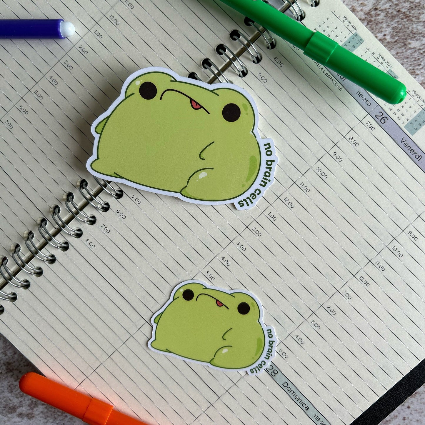 No brain cells froggo die cut sticker | cute sticker | frog sticker | funny sticker | cute stationery | vinyl sticker | journal stickers