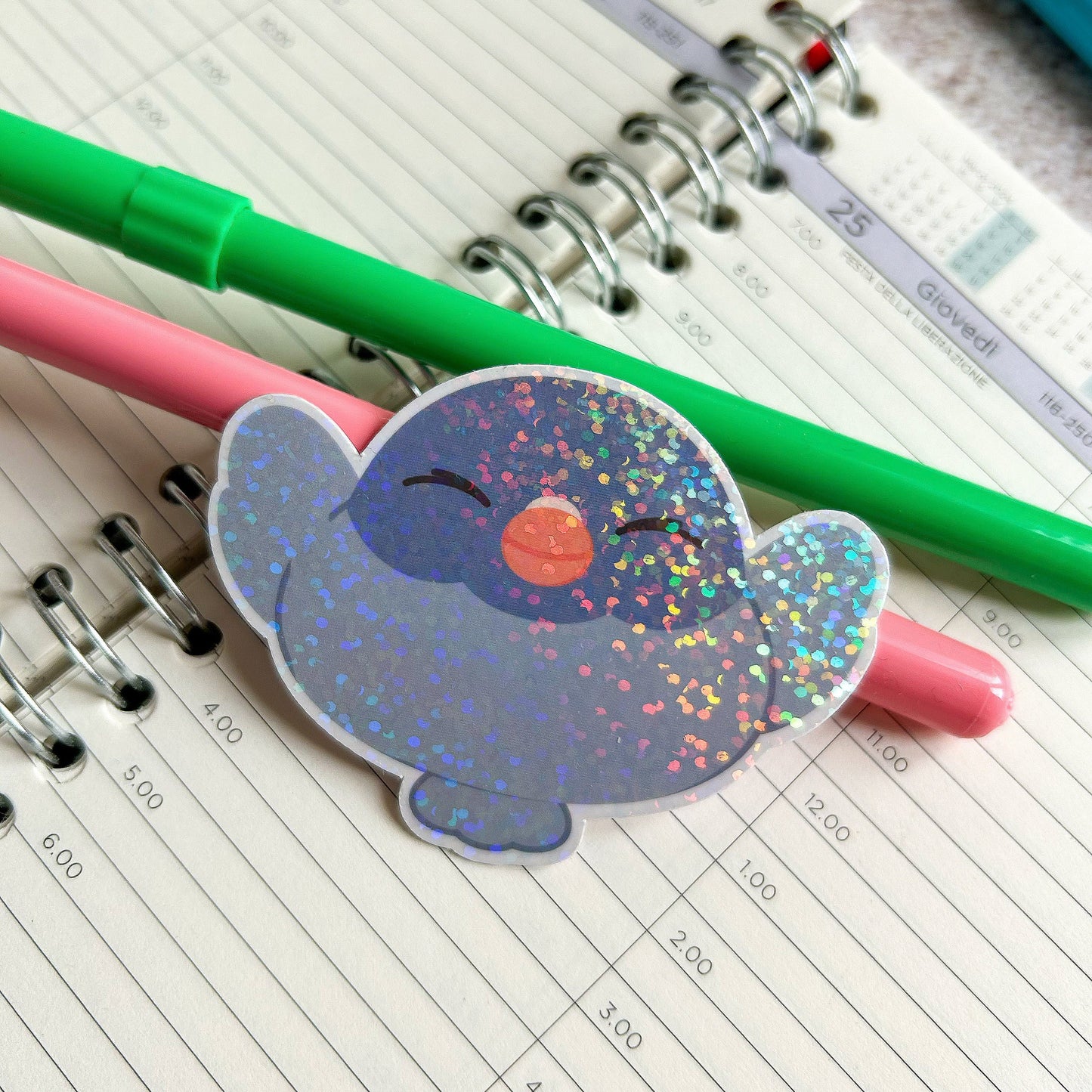 Pigeon die cut sticker | cute stationery | journaling sticker | bujo | holographic sticker