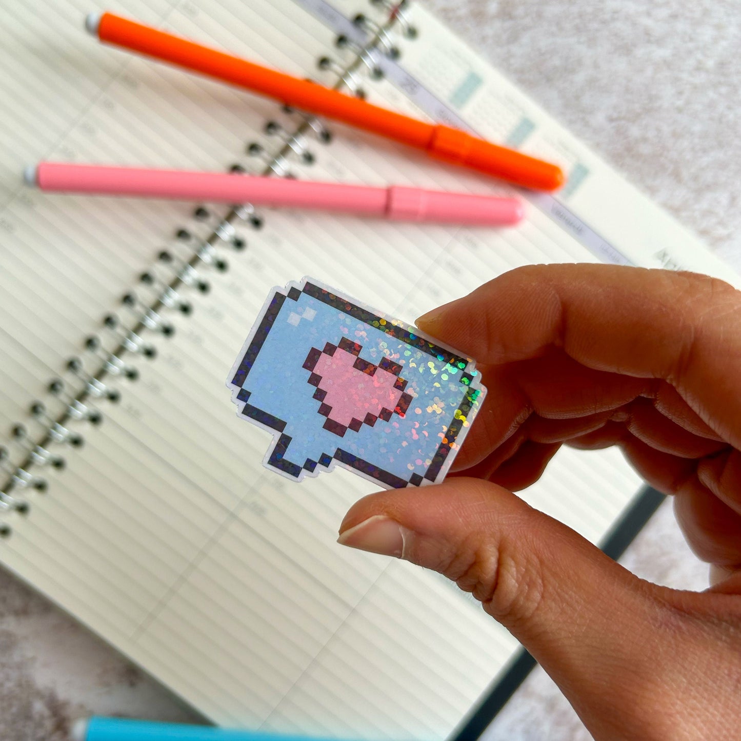 Pixel art die cut stickers | cute stationery | journaling sticker | bujo | holographic sticker