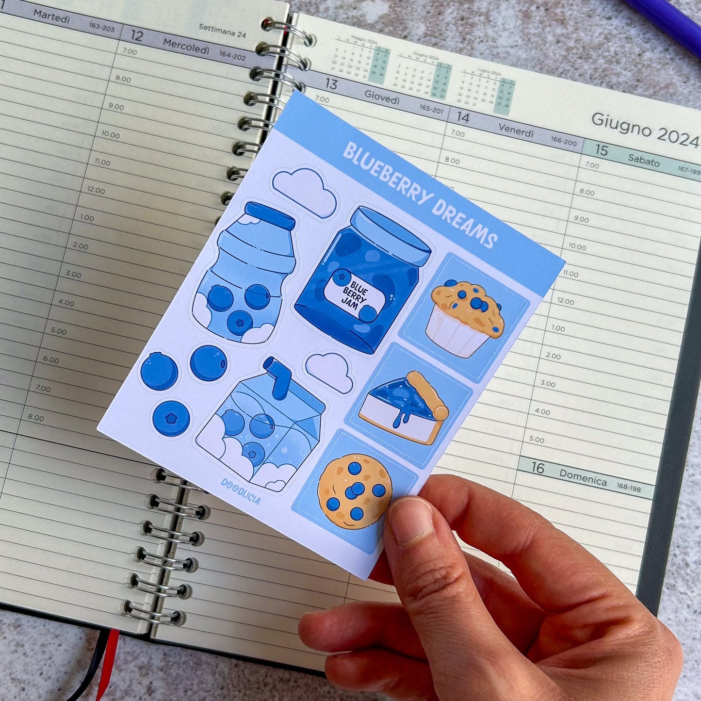 Blueberry dreams sticker sheet | bujo | cute stationery | journaling sticker | spring stickers | pastel stickers | scrapbook stickers