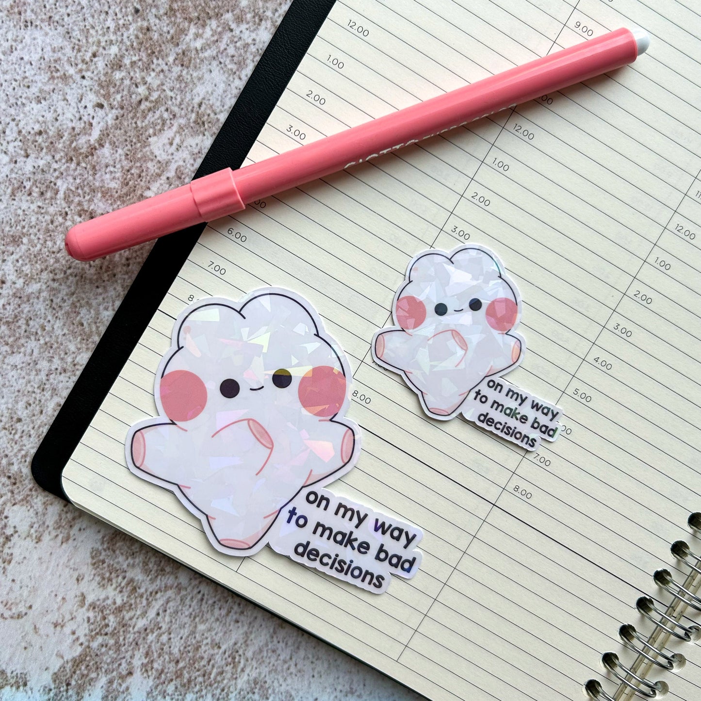 On my way to make bad decisions bunny holographic die cut sticker | cute stationery | journaling sticker | vinyl sticker | laptop sticker