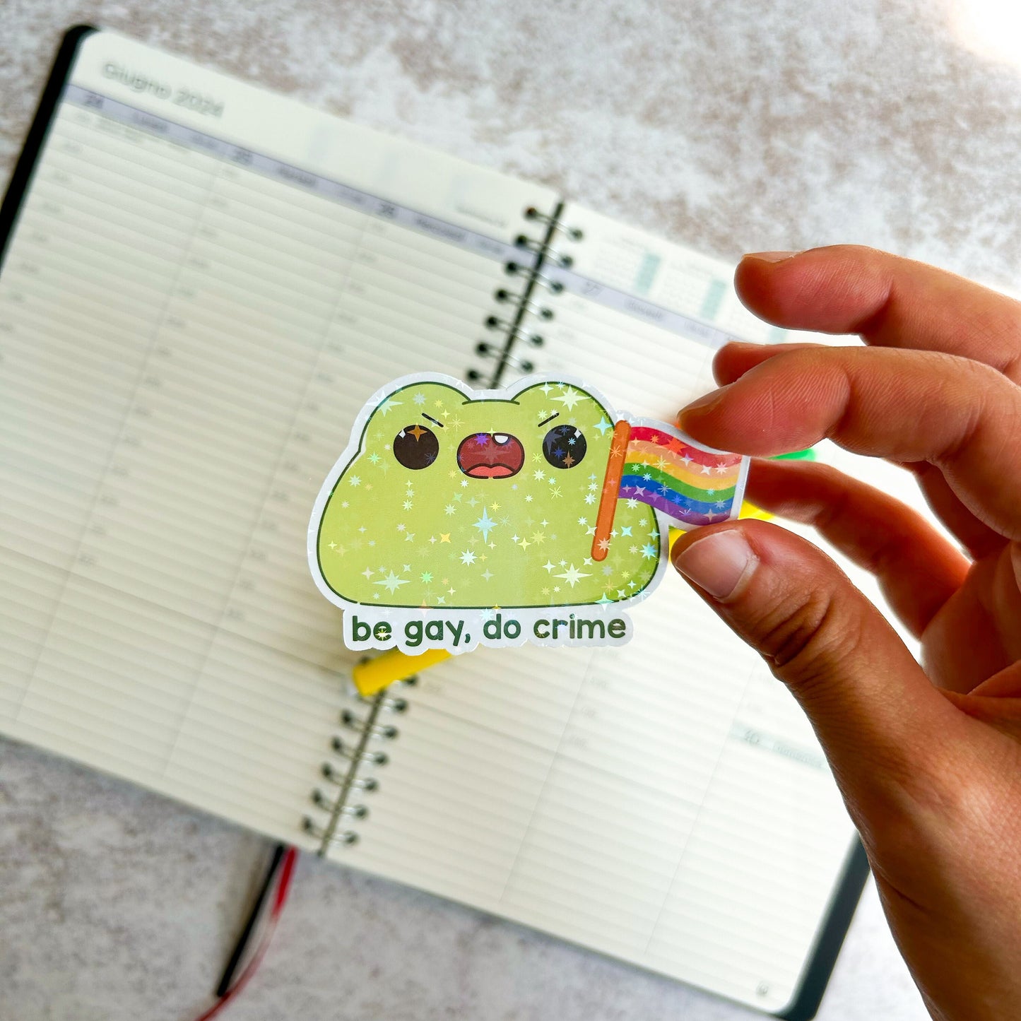 Be gay, do crime frog die cut sticker | | bujo | cute stationery | journaling sticker | vinyl sticker | laptop sticker | LGBTQIA+