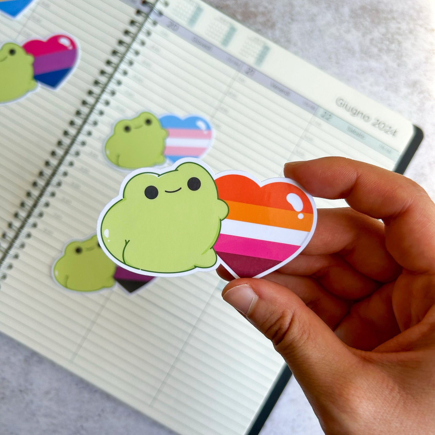 Lesbian pride heart frog die cut sticker | bujo | cute stationery | journaling sticker | vinyl sticker | laptop sticker | LGBTQIA+