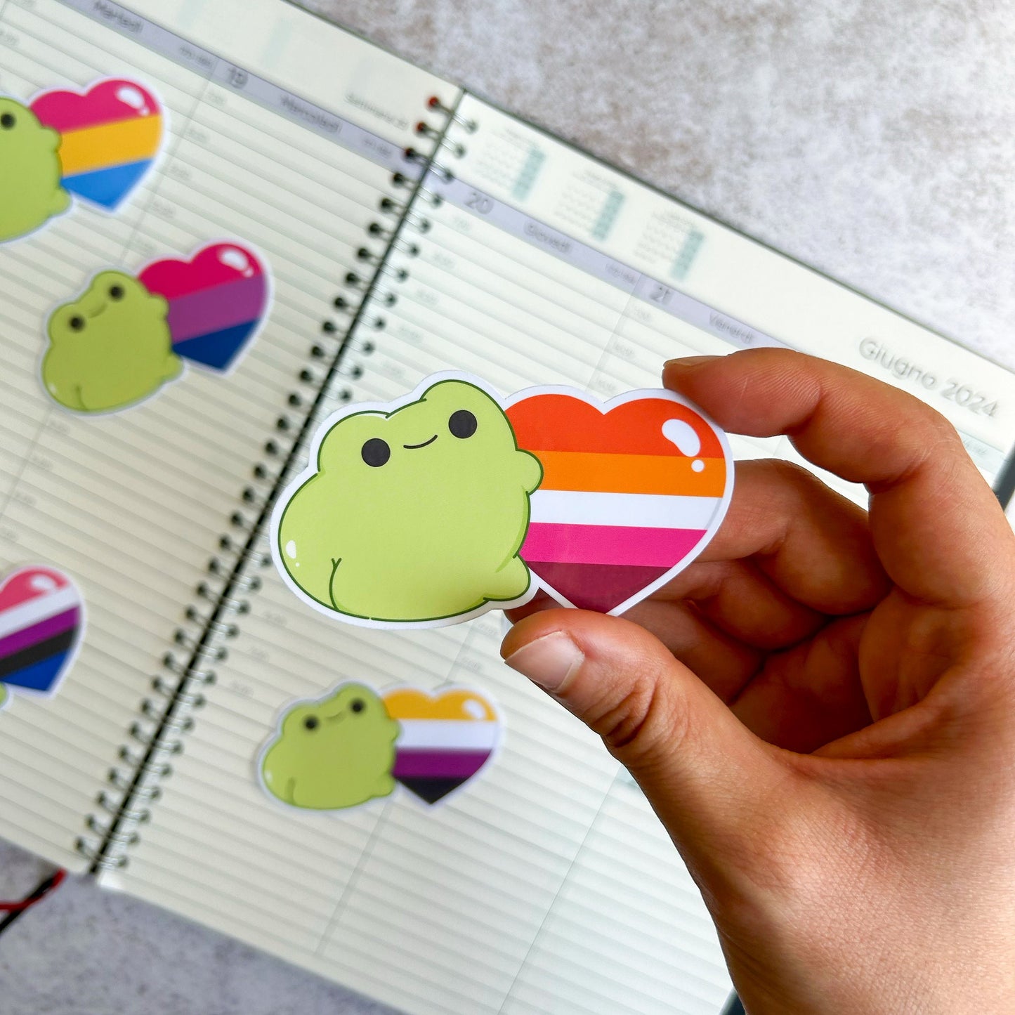 Lesbian pride heart frog die cut sticker | bujo | cute stationery | journaling sticker | vinyl sticker | laptop sticker | LGBTQIA+