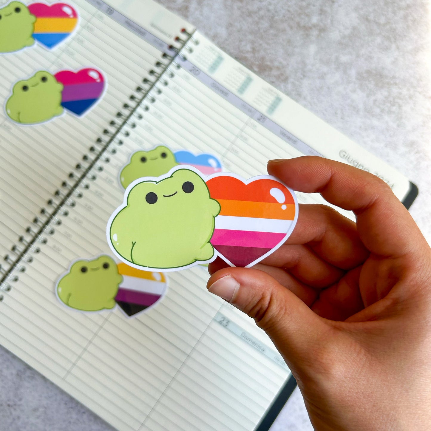 Lesbian pride heart frog die cut sticker | bujo | cute stationery | journaling sticker | vinyl sticker | laptop sticker | LGBTQIA+