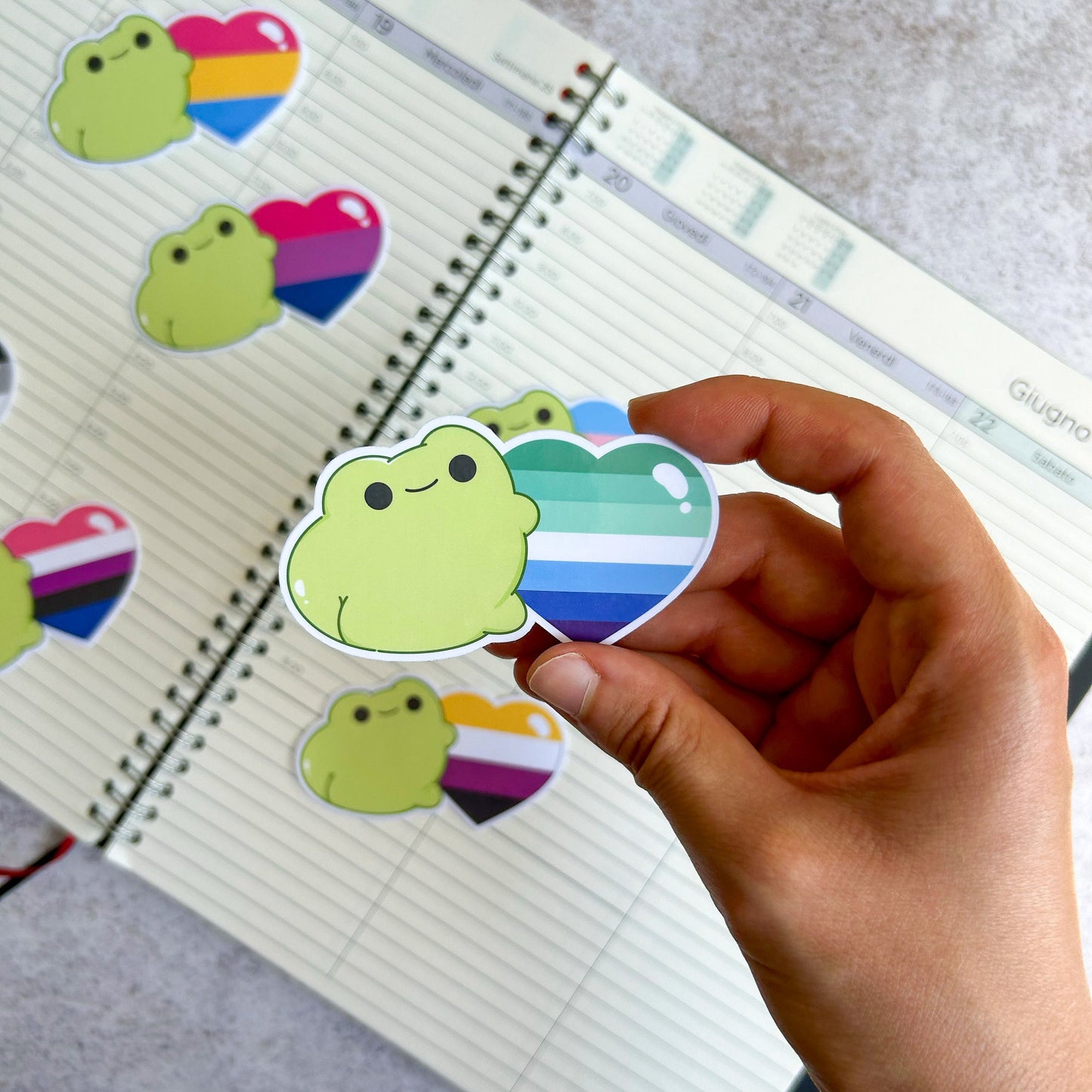 Gay pride heart frog die cut sticker | bujo | cute stationery | journaling sticker | vinyl sticker | laptop sticker| LGBTQIA+