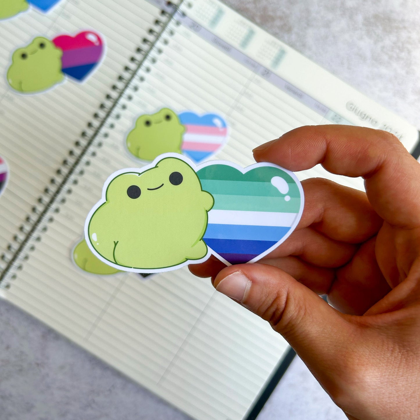 Gay pride heart frog die cut sticker | bujo | cute stationery | journaling sticker | vinyl sticker | laptop sticker| LGBTQIA+