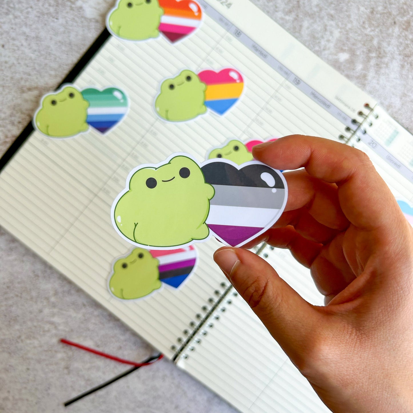 Asexual pride heart frog die cut sticker | bujo | cute stationery | journaling sticker | vinyl sticker | laptop sticker | LGBTQIA+