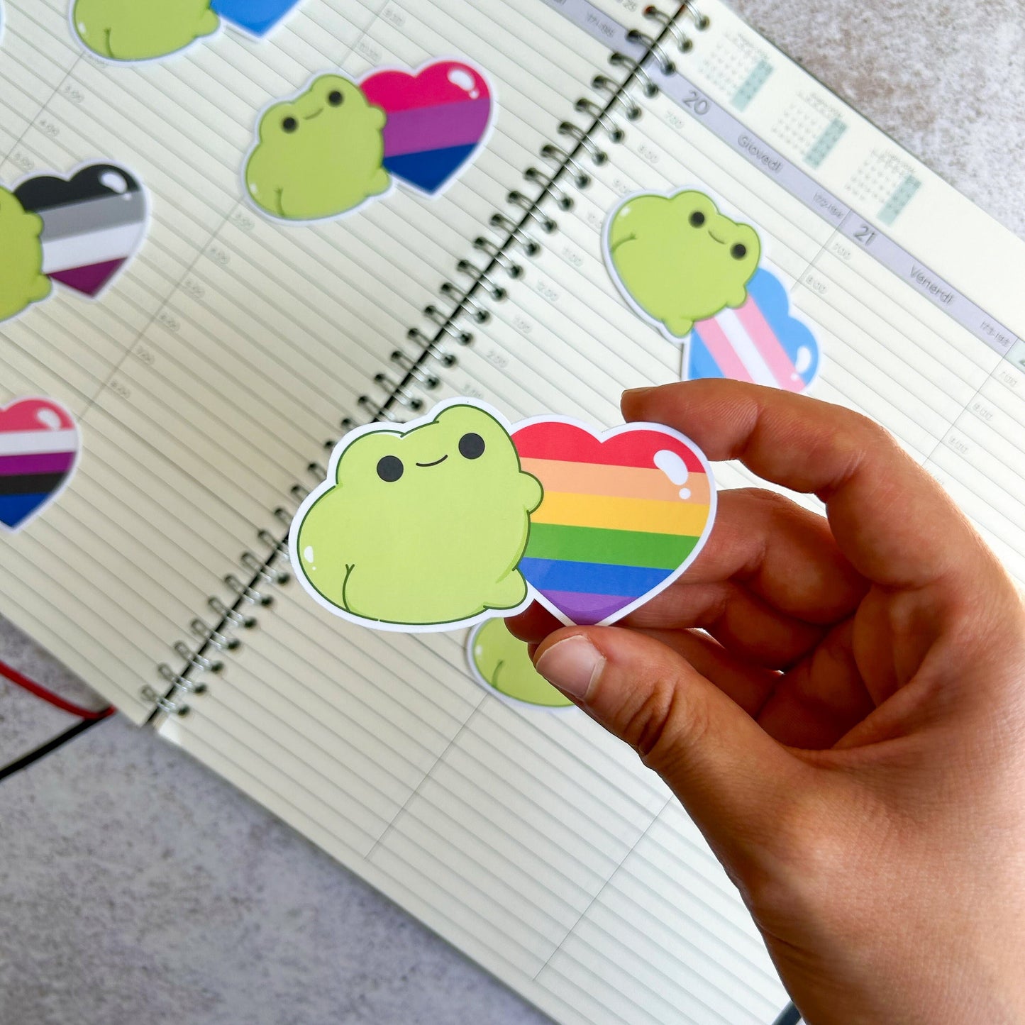 Rainbow pride heart frog die cut sticker | bujo | cute stationery | journaling sticker | vinyl sticker | laptop sticker| LGBTQIA+