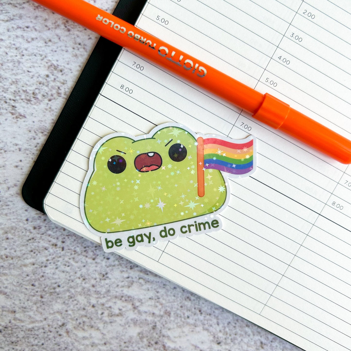 Be gay, do crime frog die cut sticker | | bujo | cute stationery | journaling sticker | vinyl sticker | laptop sticker | LGBTQIA+