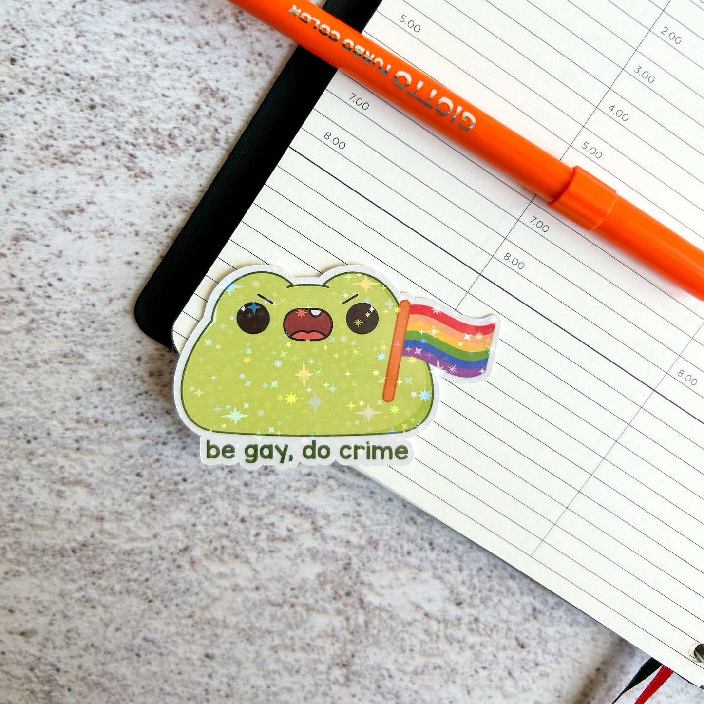 Be gay, do crime frog die cut sticker | | bujo | cute stationery | journaling sticker | vinyl sticker | laptop sticker | LGBTQIA+