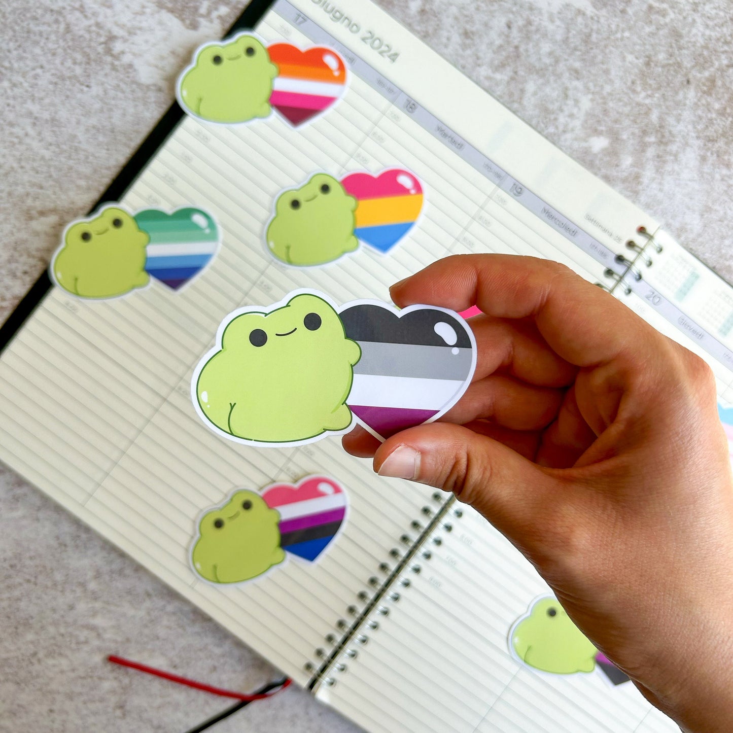 Asexual pride heart frog die cut sticker | bujo | cute stationery | journaling sticker | vinyl sticker | laptop sticker | LGBTQIA+