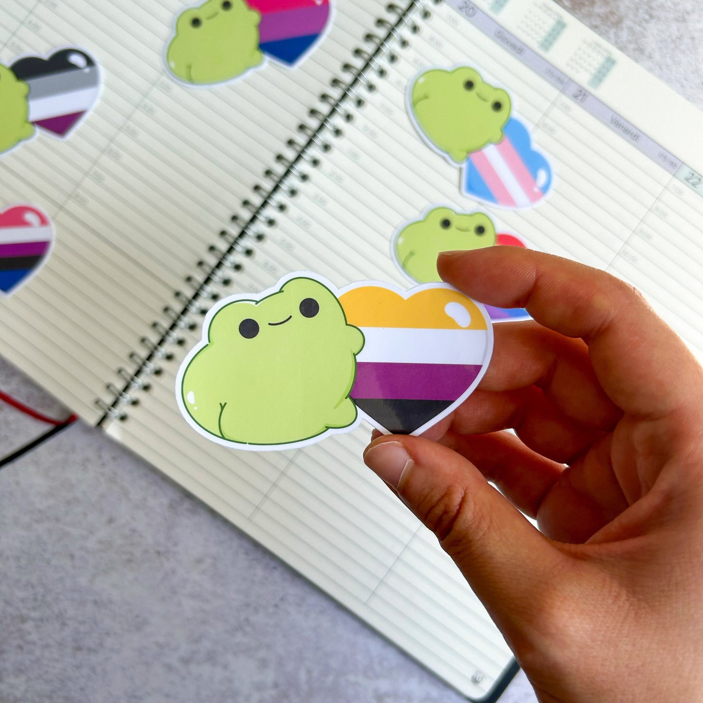 Nonbinary pride heart frog die cut sticker | bujo | cute stationery | journaling sticker | vinyl sticker | laptop sticker | LGBTQIA+