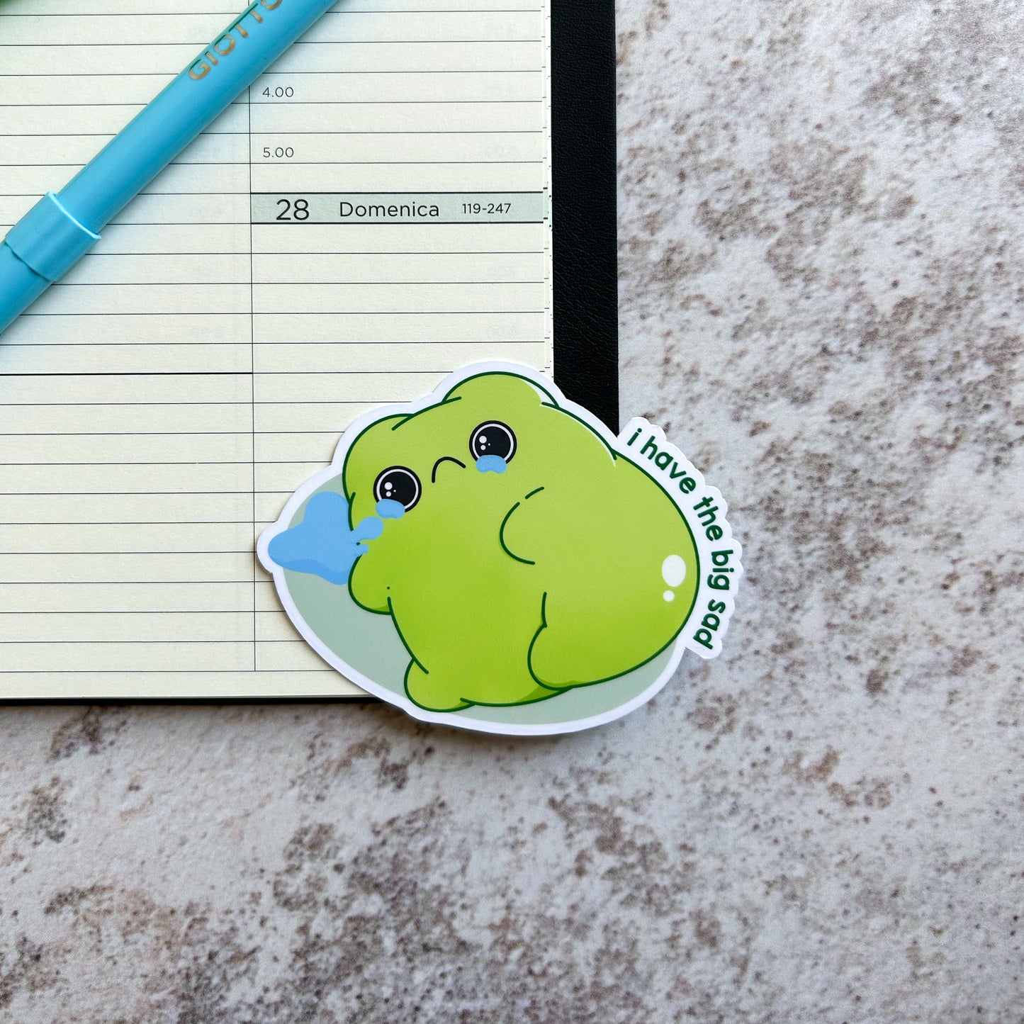 I have the big sad frog die cut sticker | bujo | cute stationery | journaling sticker | vinyl sticker | laptop sticker