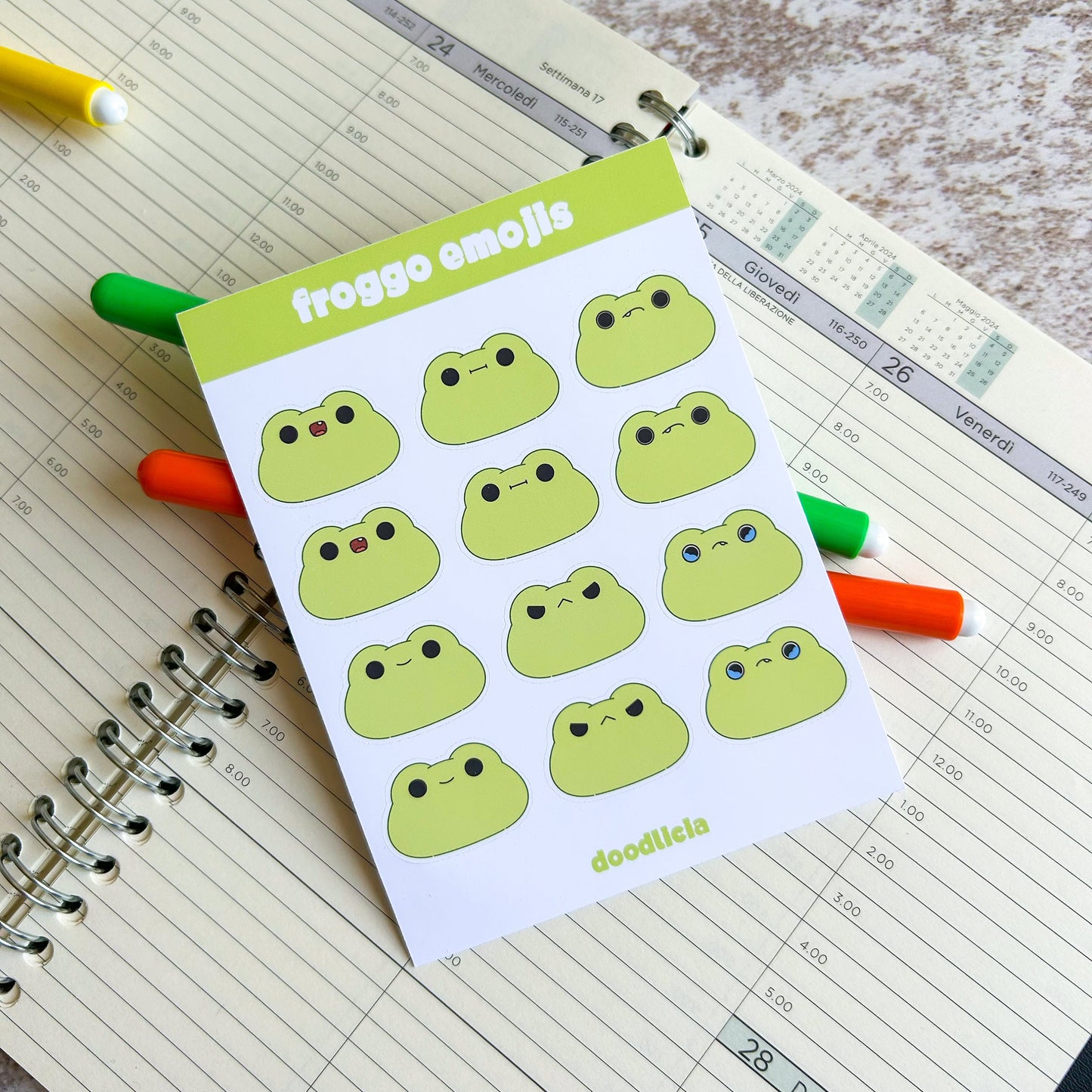 Froggo emojis sticker sheet | cute stationery | journaling sticker | vinyl sticker | journaling supplies | mood tracker