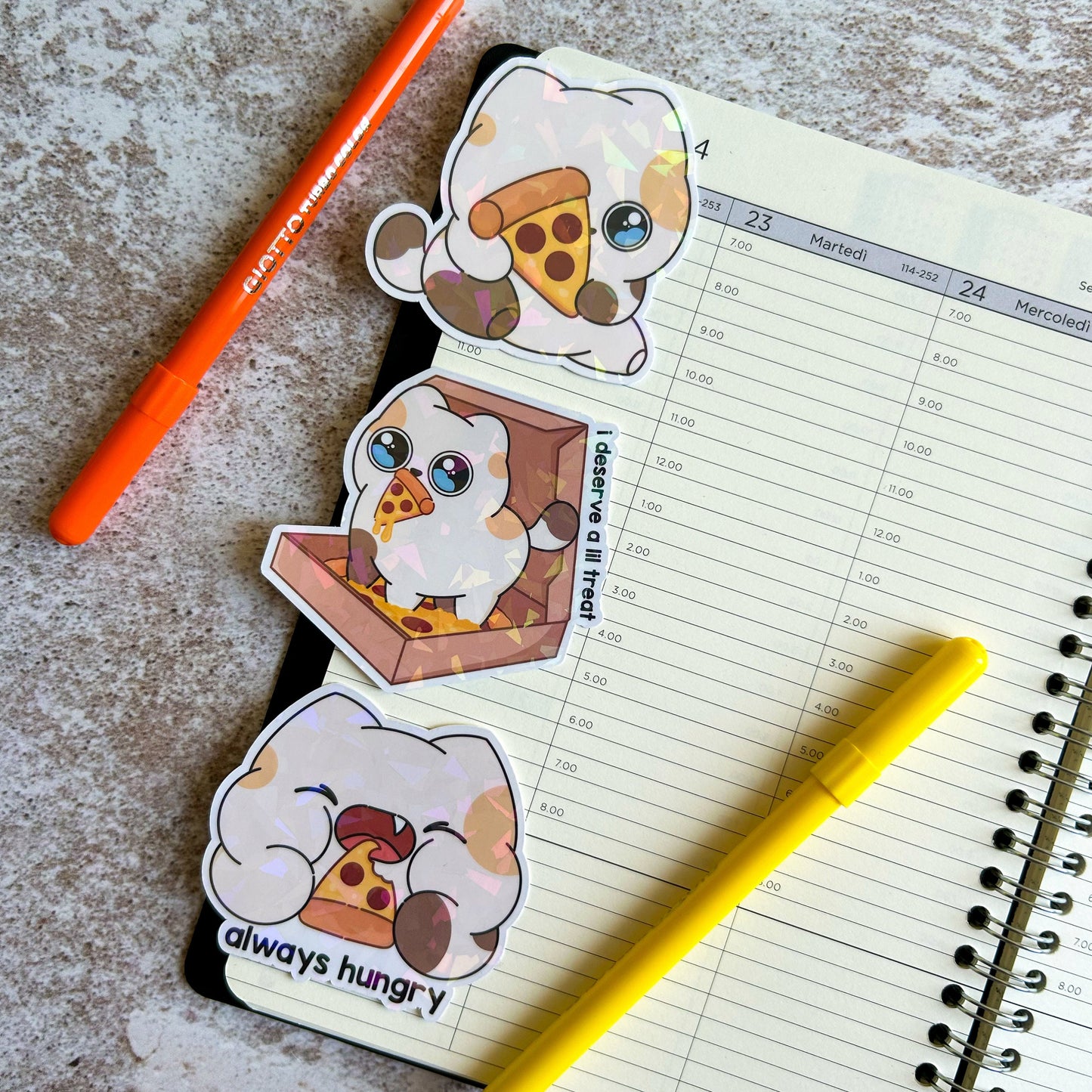 Cat bundle holographic die cut stickers | bujo | cute stationery | journaling sticker | vinyl sticker | laptop sticker | journaling supplies