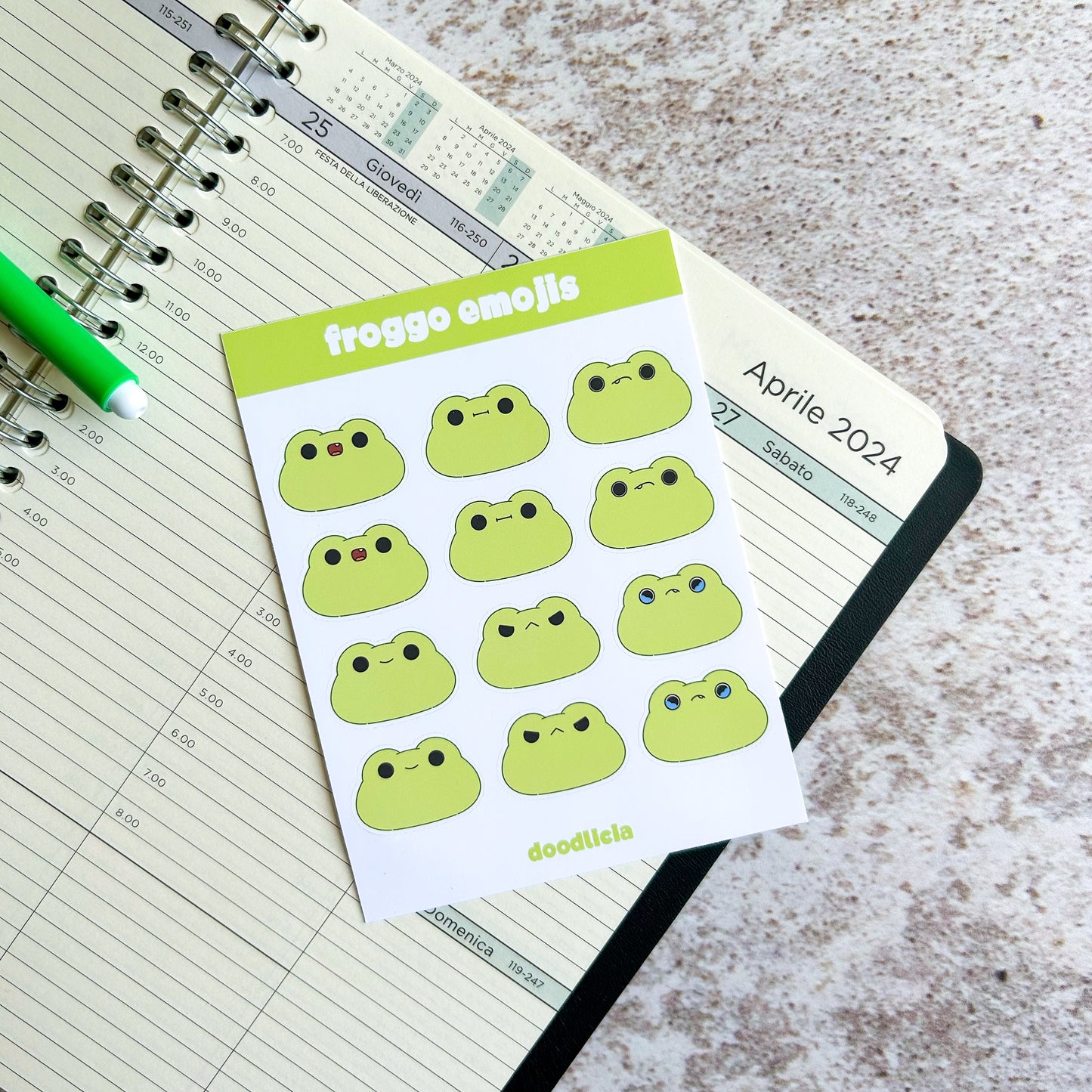 Froggo emojis sticker sheet | cute stationery | journaling sticker | vinyl sticker | journaling supplies | mood tracker