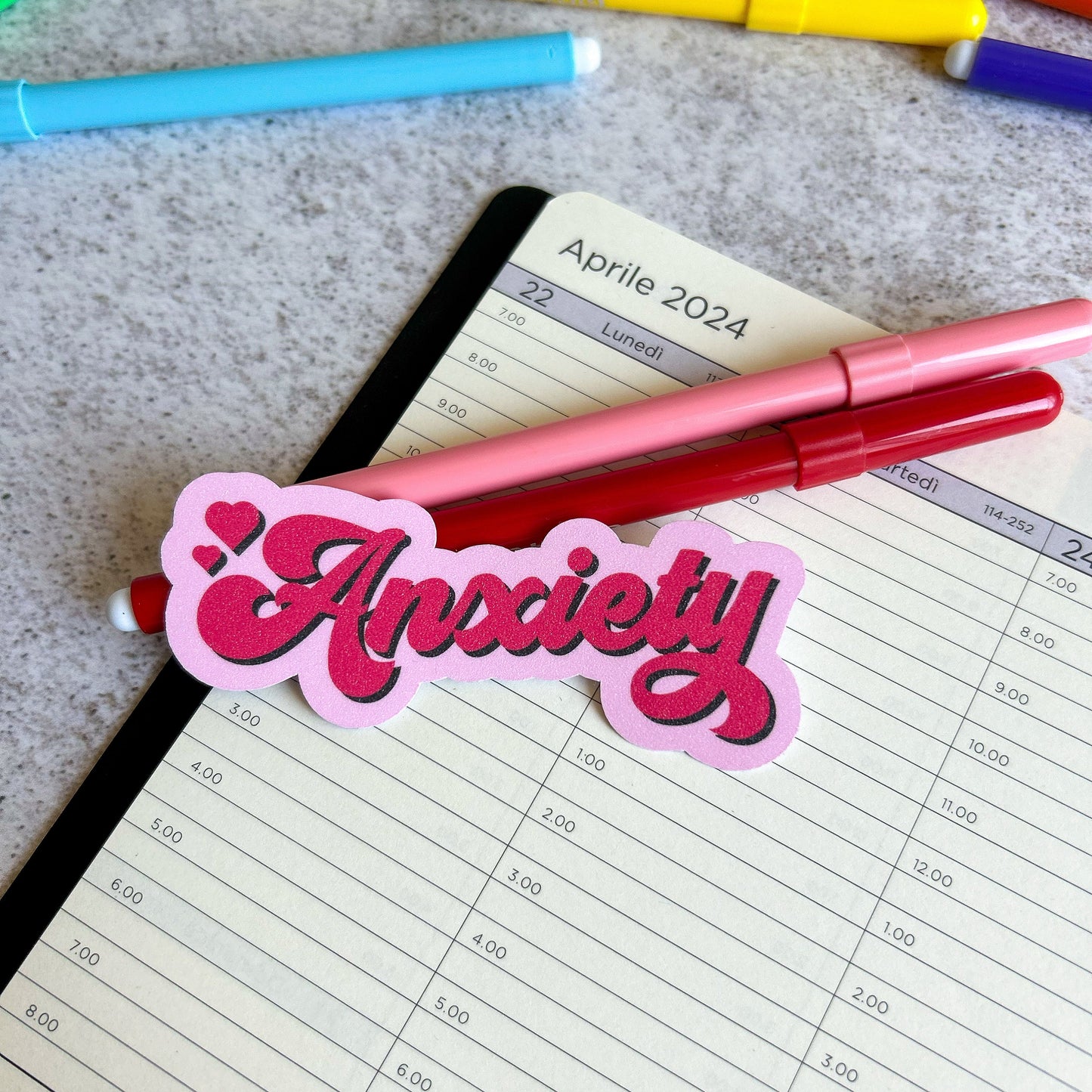 Anxiety die cut sticker | glitter lamination | bujo | cute stationery | journaling sticker | vinyl sticker | laptop sticker | quote sticker