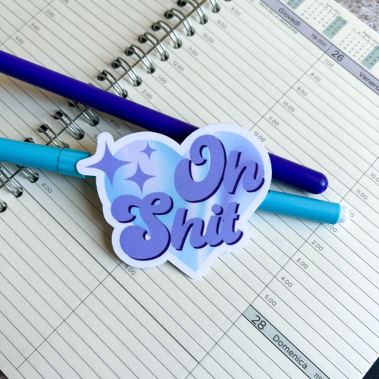 Oh shit die cut sticker | glitter sticker | bujo | cute stationery | journaling sticker | vinyl sticker | laptop stickers | quote