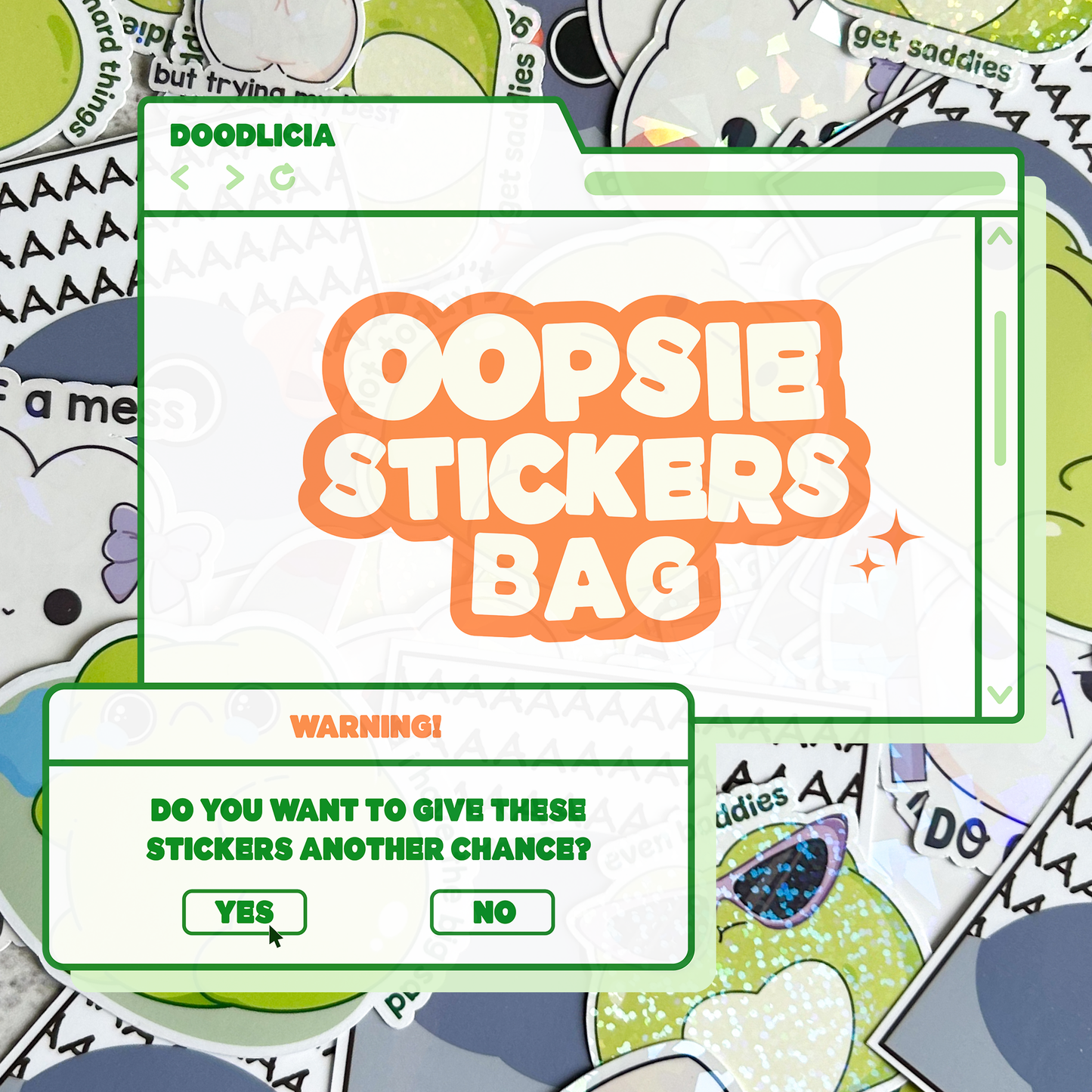 Oopsie stickers bag | random B grades stickers bundle | journal stickers | scrapbook stickers | frog stickers | laptop stickers