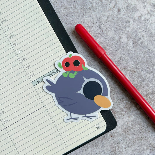 Pigeon and apple sticker - die cut sticker