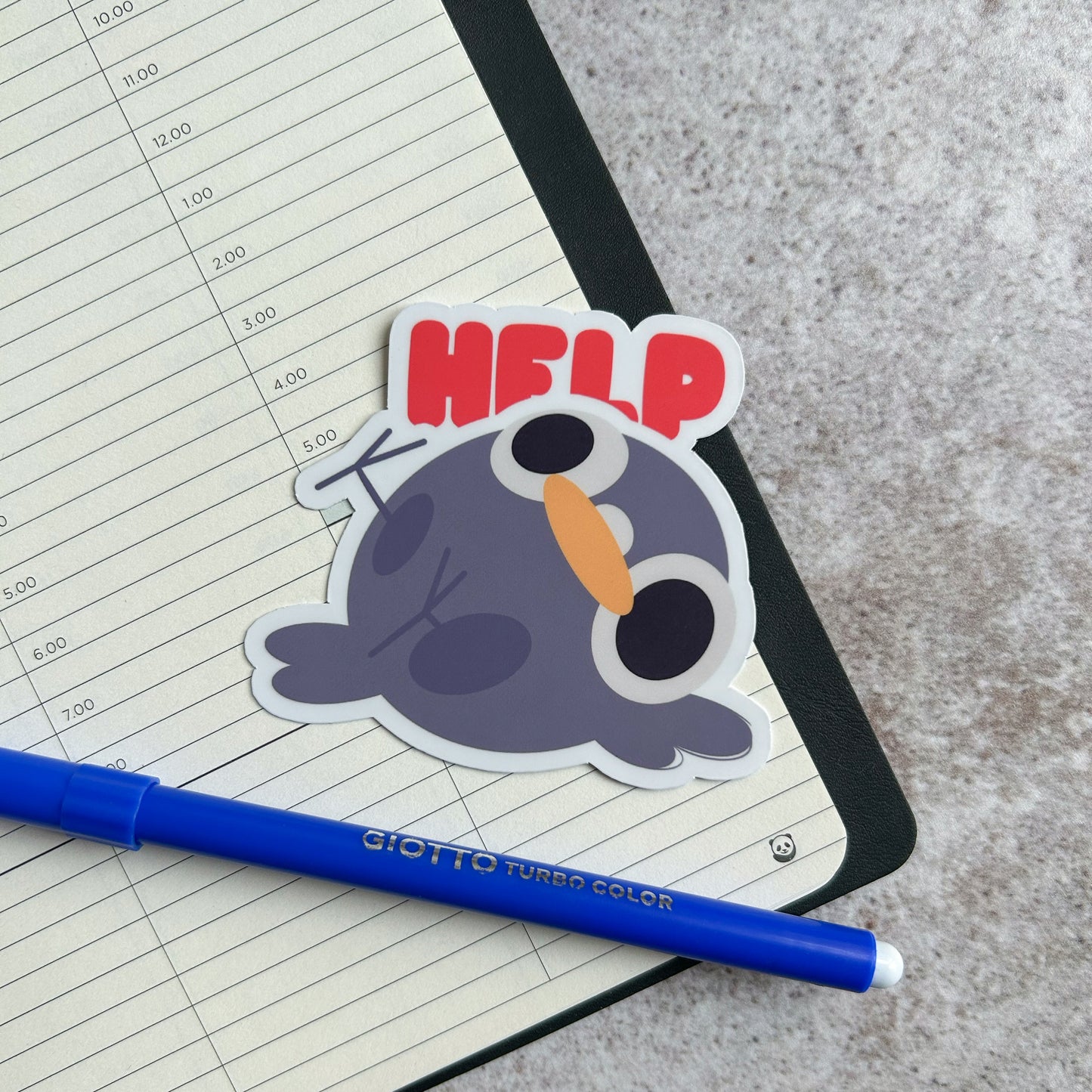 "Help" pigeon sticker - die cut sticker