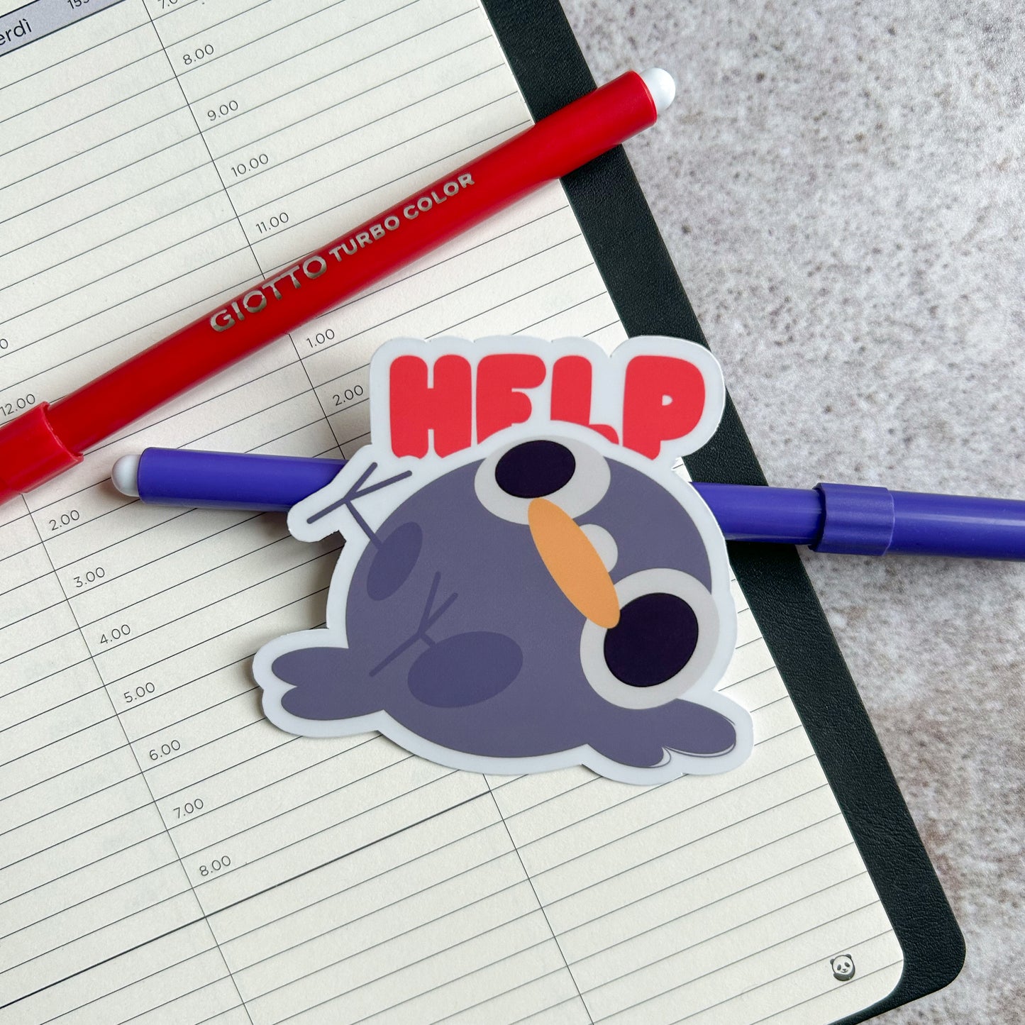 "Help" pigeon sticker - die cut sticker