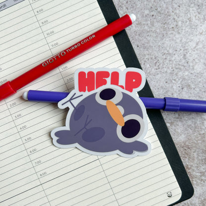 "Help" pigeon sticker - die cut sticker
