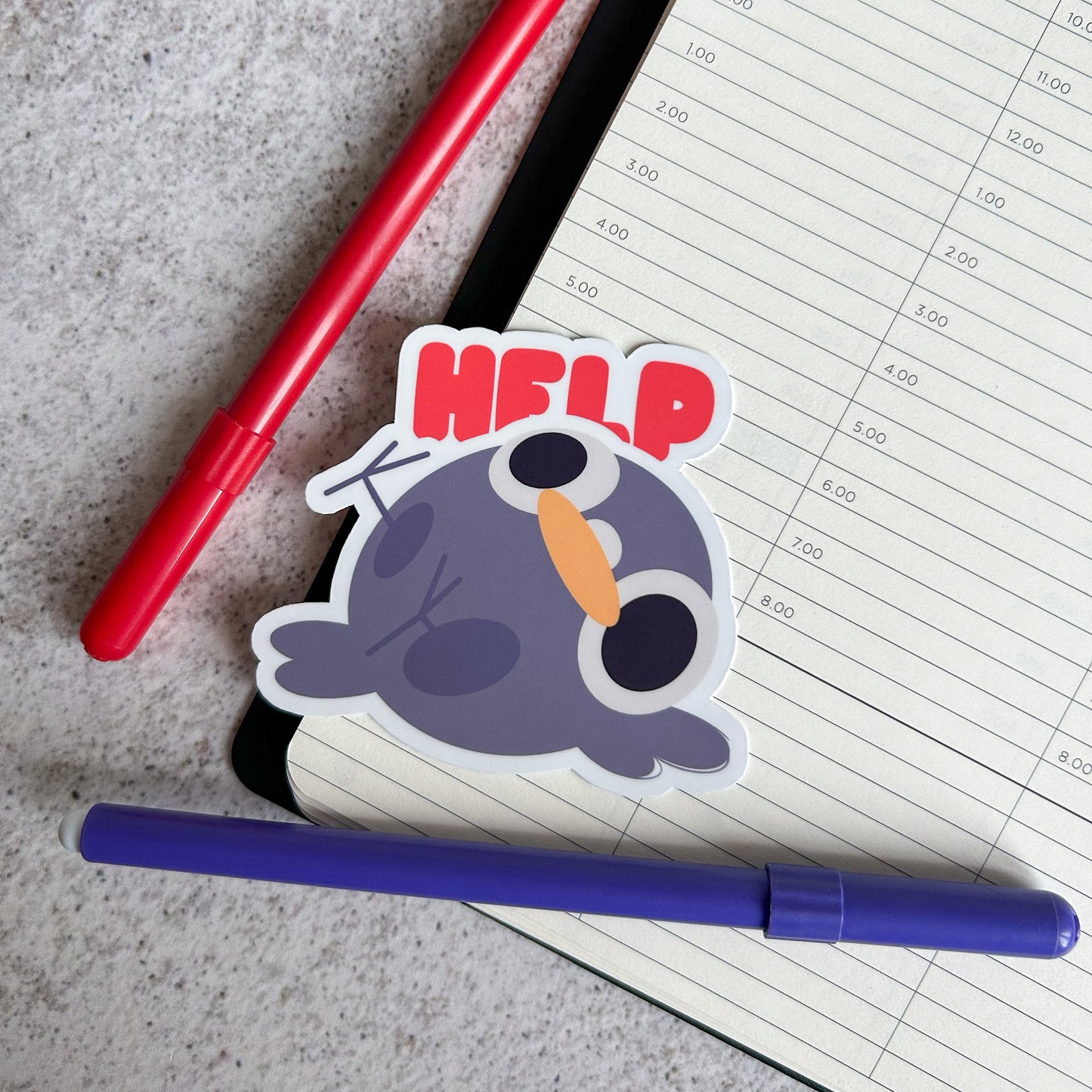 "Help" pigeon sticker - die cut sticker