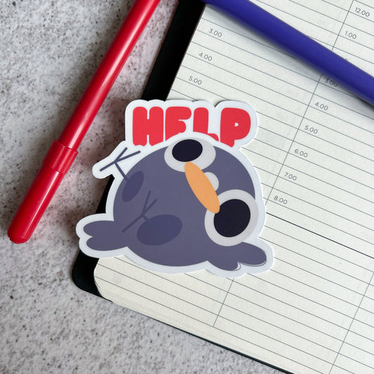 "Help" pigeon sticker - die cut sticker