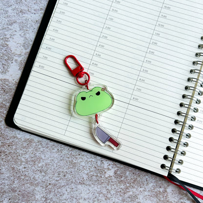 Frog acrylic keychain - knife | linked charms keychain